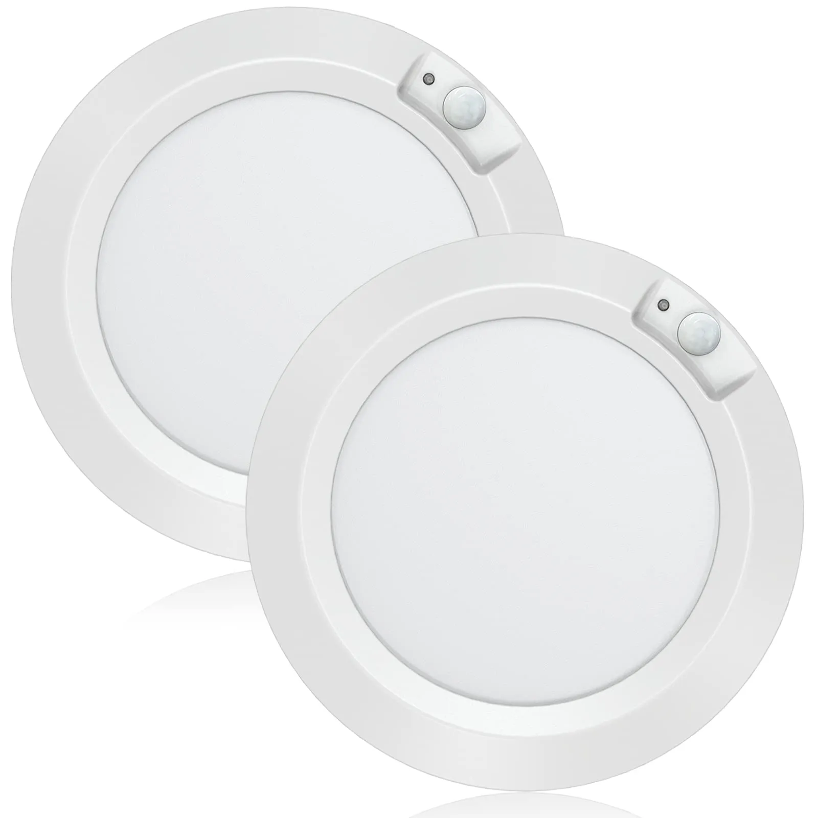 Awanber Plafoniera Led a Batteria con Sensore di Movimento, 210LM Lampada da Soffitta Batteria Luce Senza Fili Armadio con Sensore per Dispensa Scale Bagno Corridoio - 6000K Bianco Freddo [2 Pezzi]