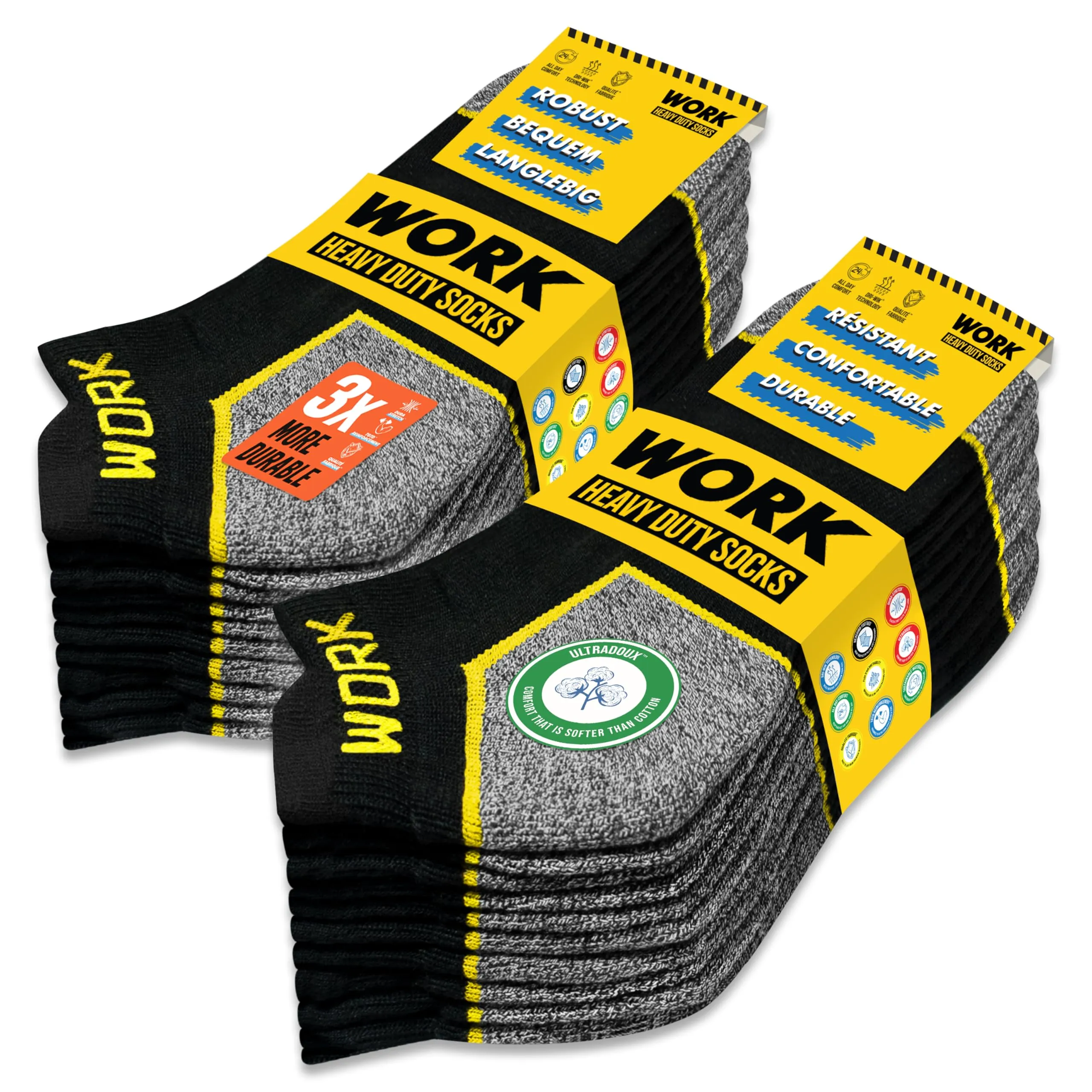 SOXCO 10 paia calze lavoro uomo corti estive rinforzate calzini donna corte WORK Socks, 43-46