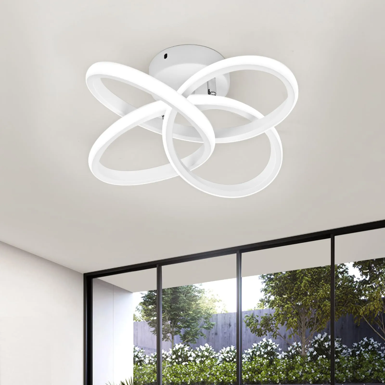 Plafoniera LED,Lampada da Soffitto Moderna 36W 3900lm, Plafoniere Design Fiore,Lampadario acrilico bianca per Soggiorno Cucina Bagno Camera da Letto Corridoio,Luce Bianco Freddo 6000K,Diametro 31cm