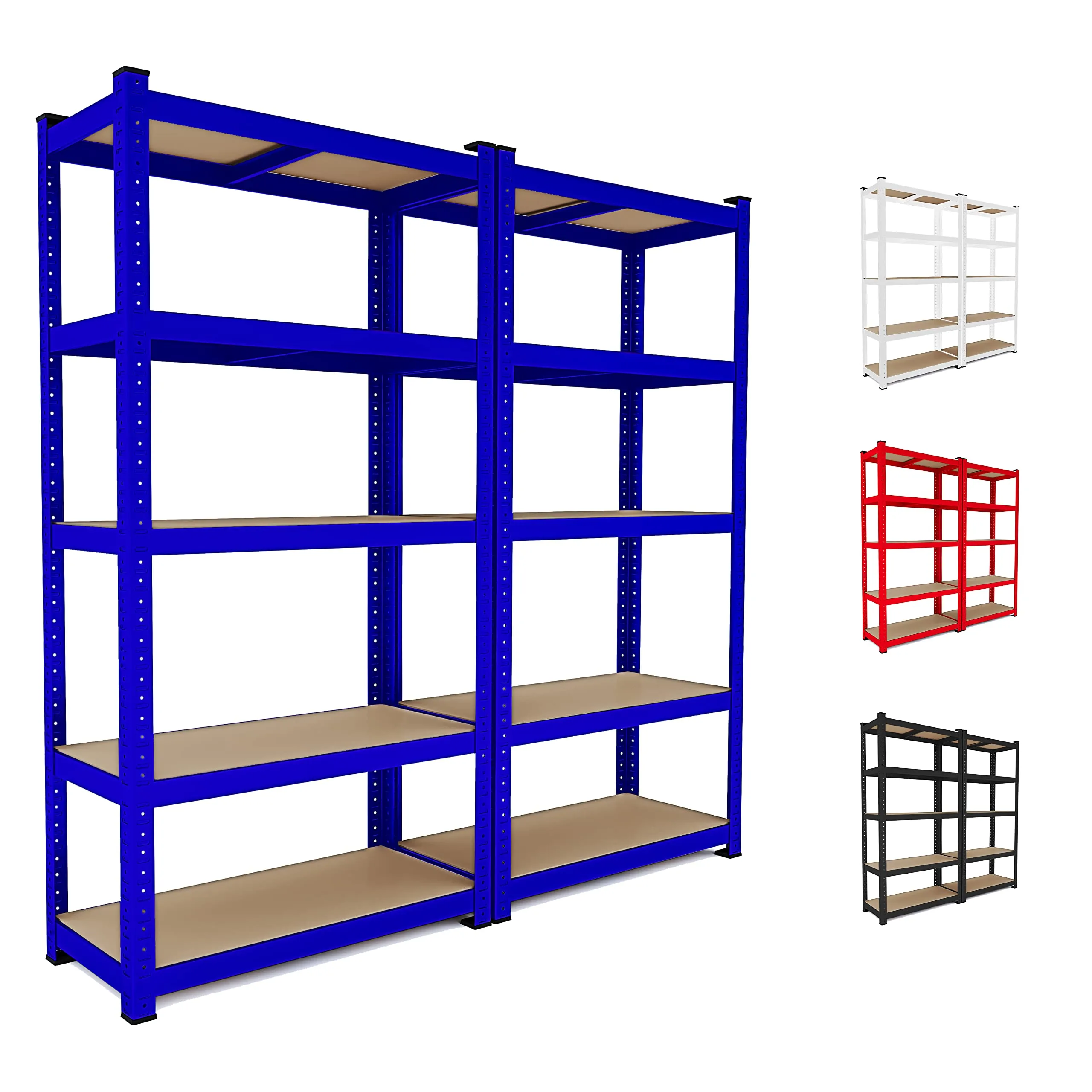 Set Da 2 Scaffale In Metallo E MDF Con 5 Ripiani Regolabili Scaffale Ad Alta Portata Fino a 875 kg Design Modulare 180 x 90 x 40 cm Ideale Per Garage Officina Cantina Capannone Magazzino (Blu)