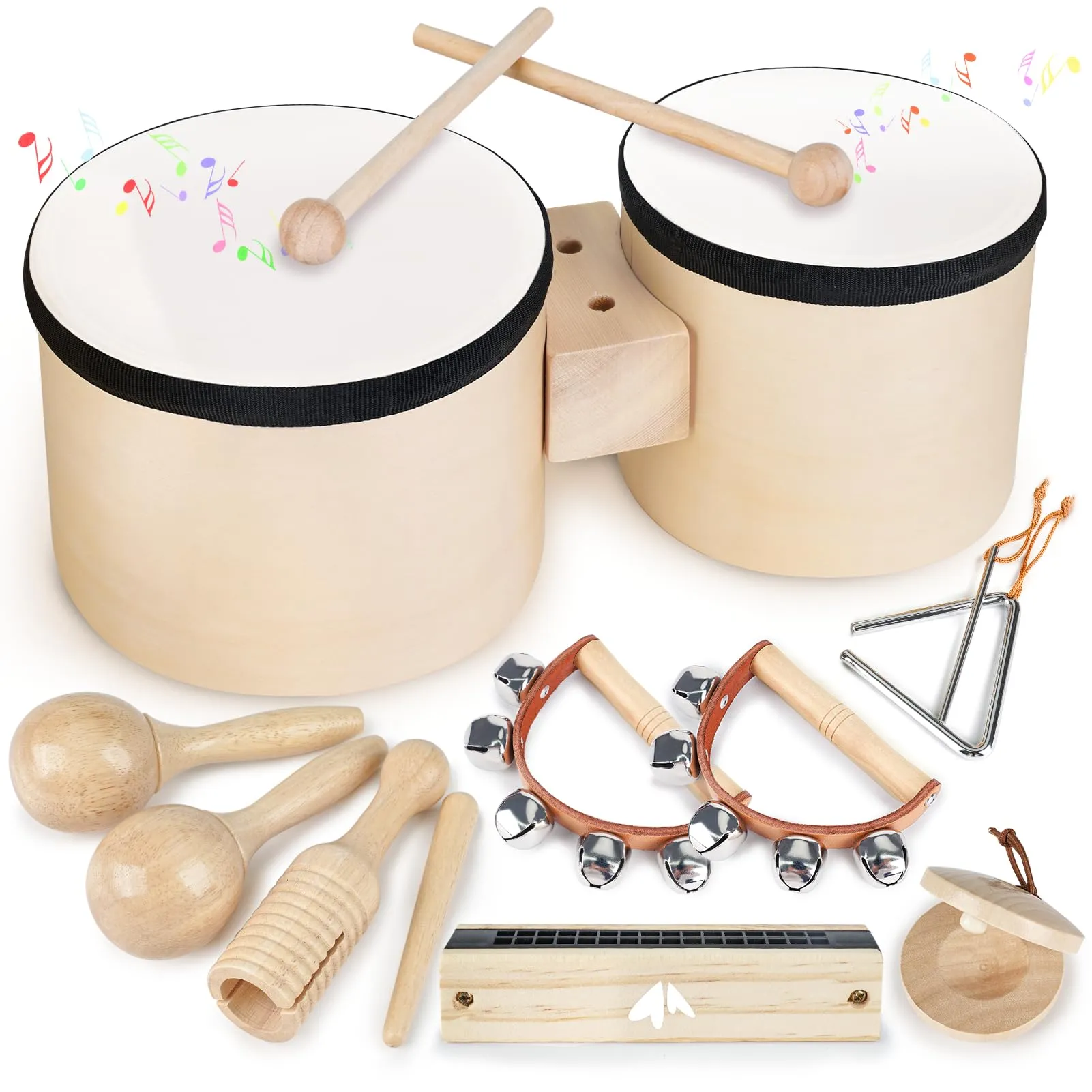 Giocattoli Bambino Strumenti Musicali Batteria Tamburo Bambino Giochi Bambini Giochi Legno Regalo Bambino 3 4 5 Anni