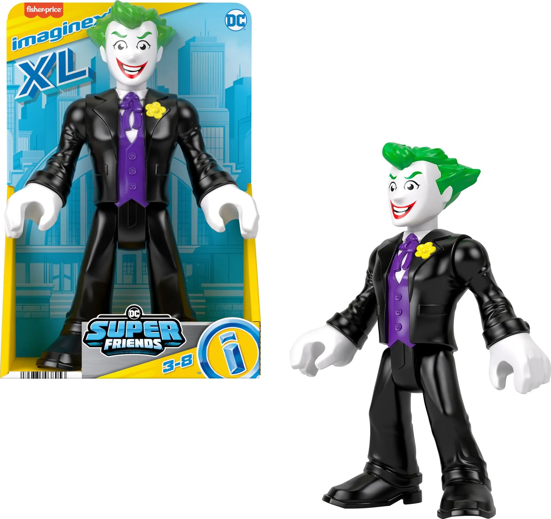 Fisher-Price Imaginext DC Super Friends giocattolo prescolare Joker XL 25,4 cm figura snodabile per giochi di finta età 3+ anni