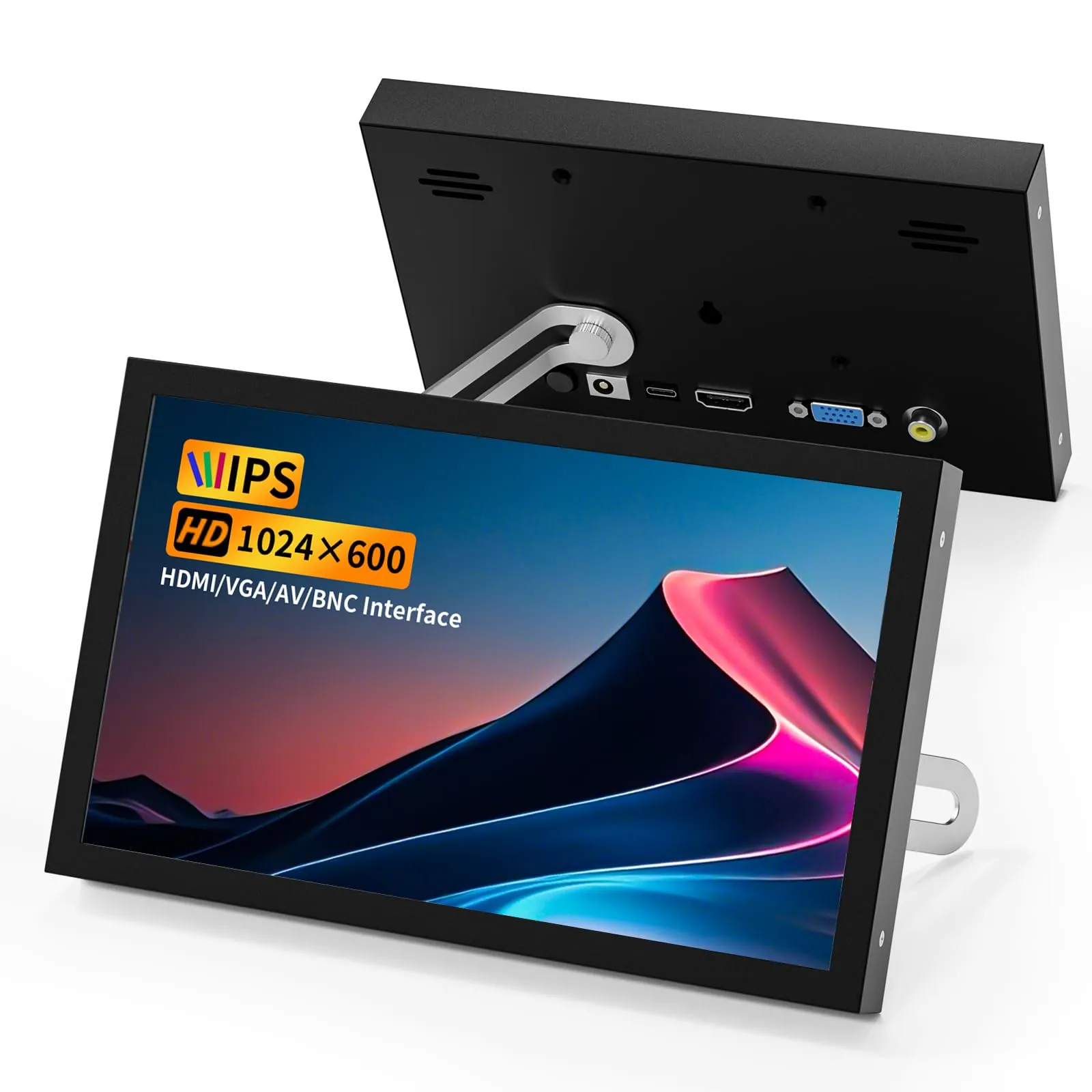 Aurevita Mini Monitor HDMI da 7 pollici, VGA con AV BNC, 1024 × 600 schermo LCD, altoparlanti integrati, 178 ° IPS, multifunzione