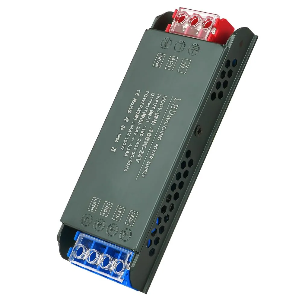 URAQT Trasformatore LED da 220V a 24V, Alimentatore LED 24V 100W, Ultra Sottile Trasformatore LED Driver, Nessun Rumore Driver LED di Tensione Costante, per Bassa Tensione Striscia LED, Lampade LED