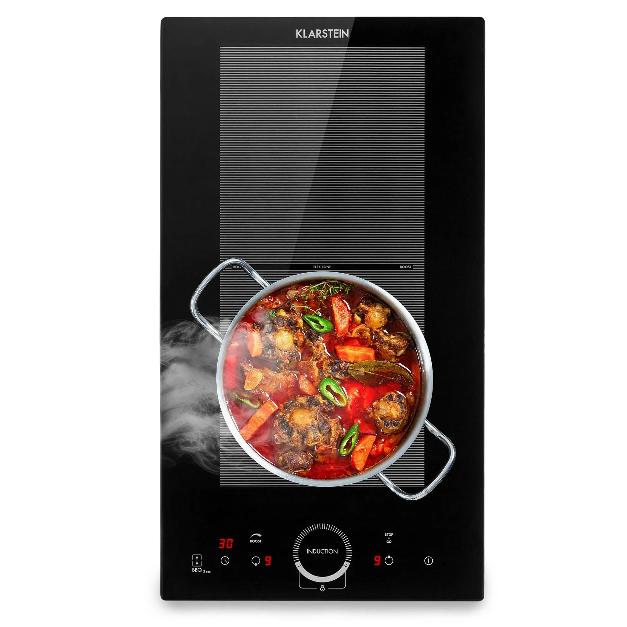 Klarstein Piastra Induzione 2 Fuochi, Piano Cottura 3500W, Integrata con Controllo Touch, Fornello Professionale