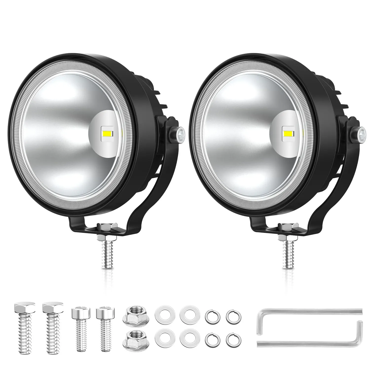 Fxlpower 2PCS Faro di Profondità da Lavoro Led, 30W LED Fuoristrada da 3000lm Impermeabile IP68 Faretti LED per Camion Trattore Semi-trailers Escavatore Barca Rimorchio SUV
