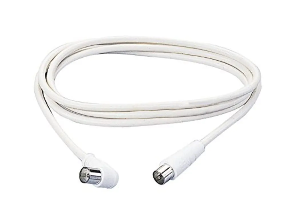 Poly Pool PP0619 Cavetto Coassiale TV - Antenna, Spina Assiale e Spina 90° Ø 9,5 mm, 1,5 metri, Bianco
