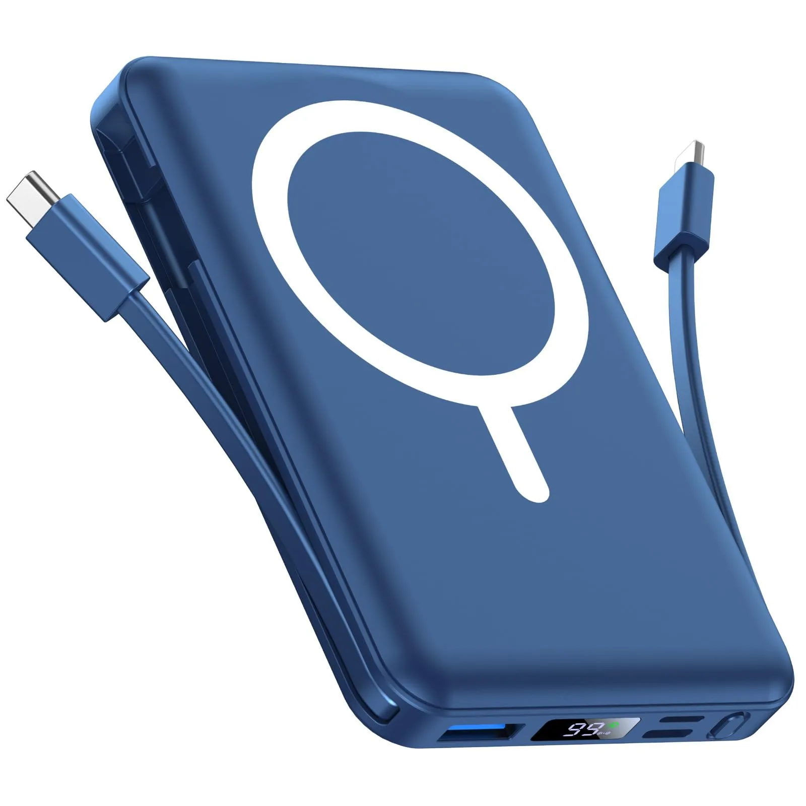 Vexnara per Magsafe Powerbank 10000mAh, Caricatore Portatile Magnetico Wireless 20W, Ricarica Rapida con Display LED e cavo di ricarica USB-Cper iPhone 17/16/15/14/13/12 Pro/Pro Max/Plus(Blu)