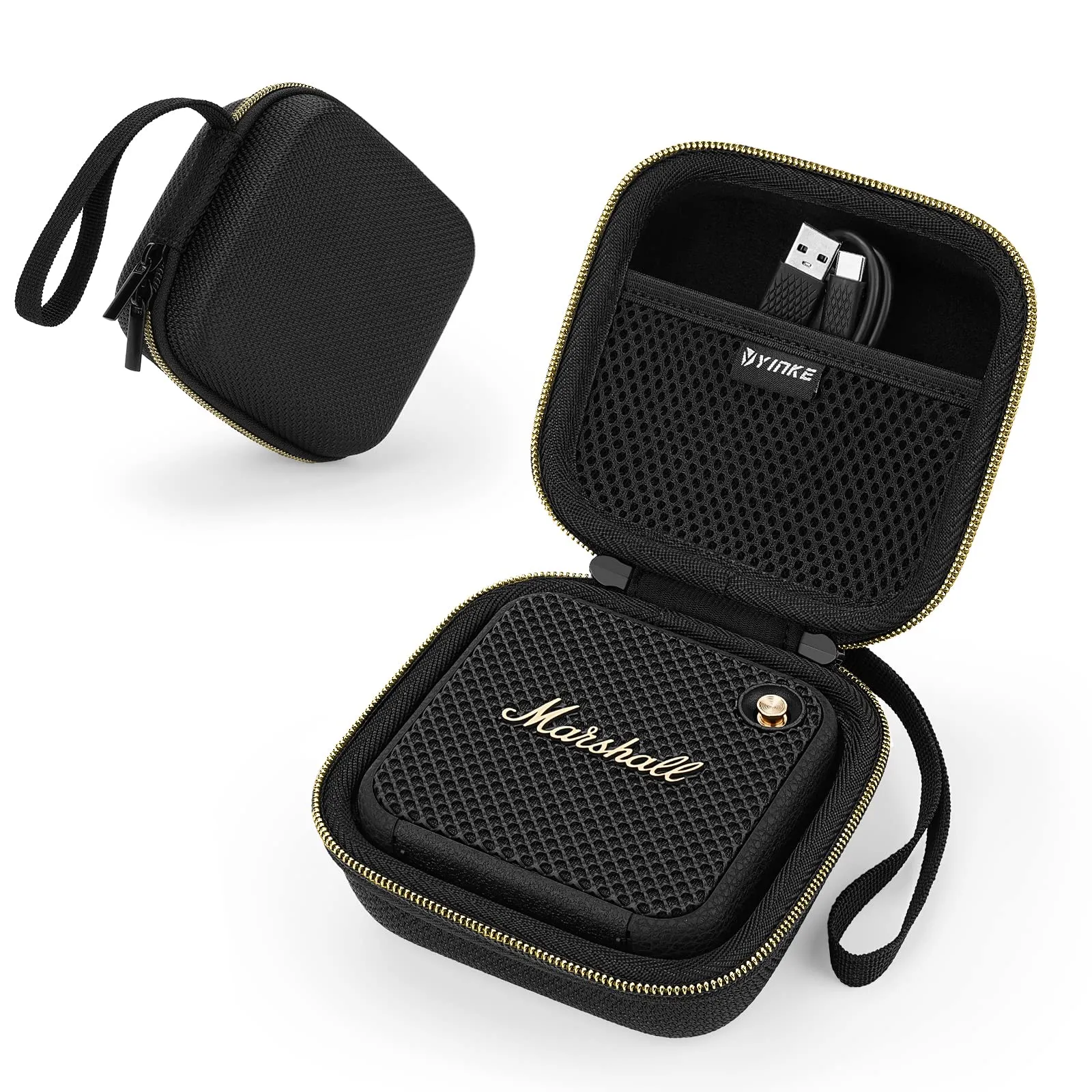 YINKE Custodia per Marshall Willen Bluetooth Altoparlante/Portatile Senza fili Casse, Protettiva da Viaggio Scatola Borsa Cover Case (Gold)