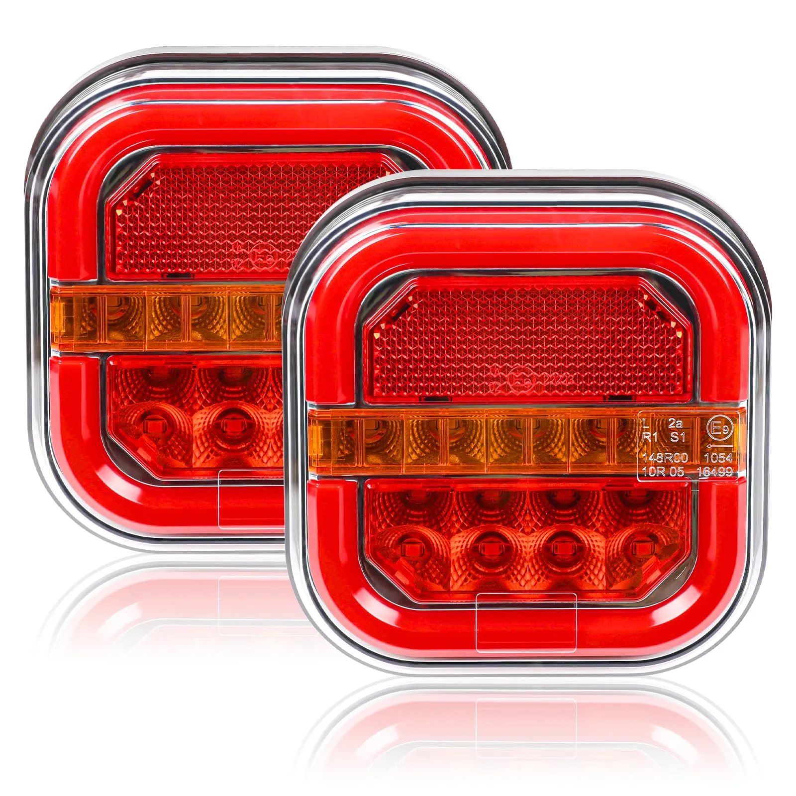 Yinaolan 2 Luci Posteriori a LED Per Rimorchio, 12/24 V, Impermeabili, Luci di Stop, Indicatori di Direzione, Per Roulotte, Furgoni, Barche, Camper, Camion, Trattori, Con Marchio di Omologazione E