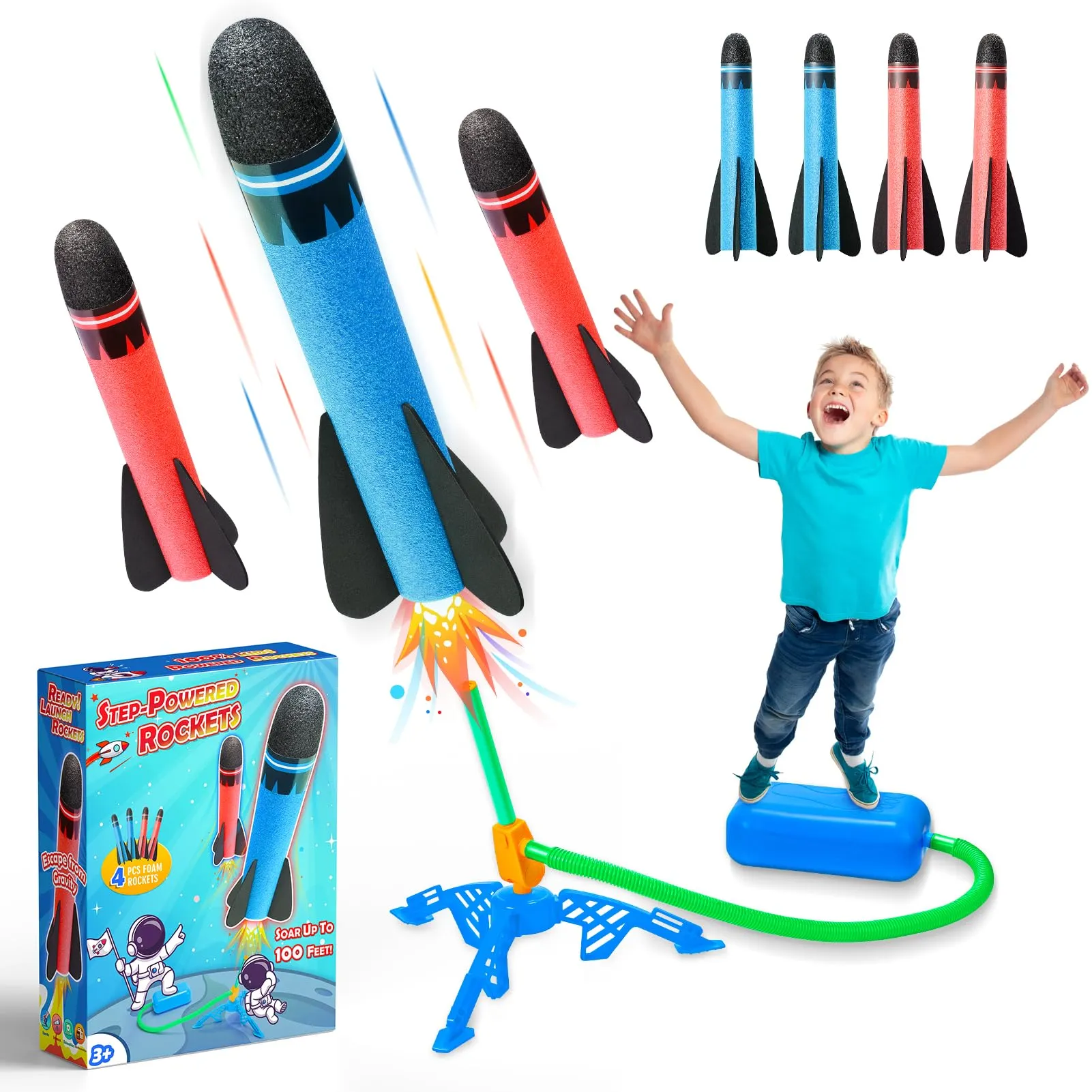 HappyGoLucky Giochi Bambini 3 4 5-8 Anni, Razzo Spaziale Giocattolo Regalo Bimba 4 5 6 7 8 Anni Giochi da Giardino per Bambini Regalo Bambino 5 6 7 8-10 Anni Maschio Giochi da Esterno per Bambini