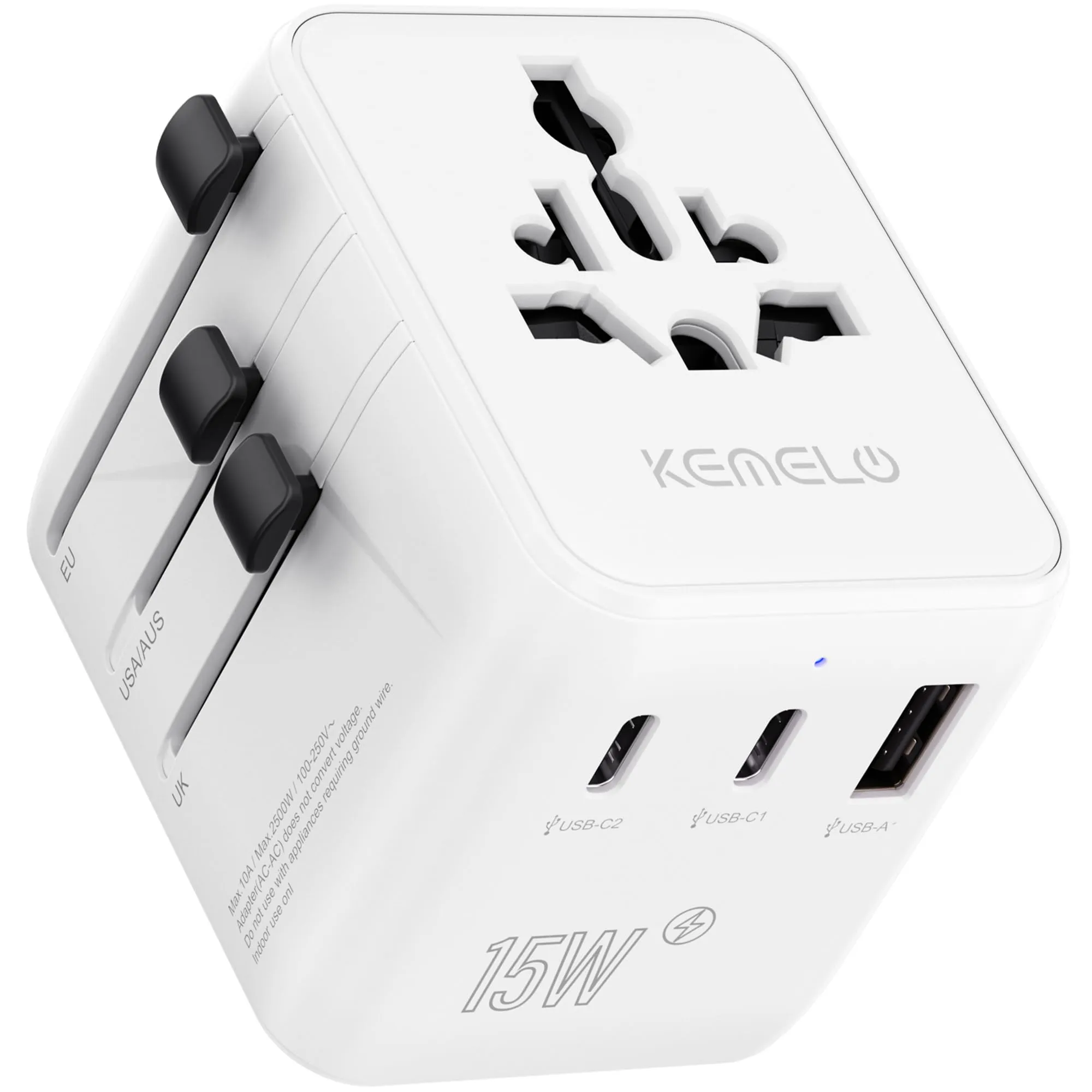 5 in 1 Adattatore Universale da Viaggio,Presa Universale da Viaggio con 1 USB A,2 USB C,1 Universale Presa,1 US/JP Presa,Adattatore Spina Internazionale per Italia UK US Australia Tailandia Messico