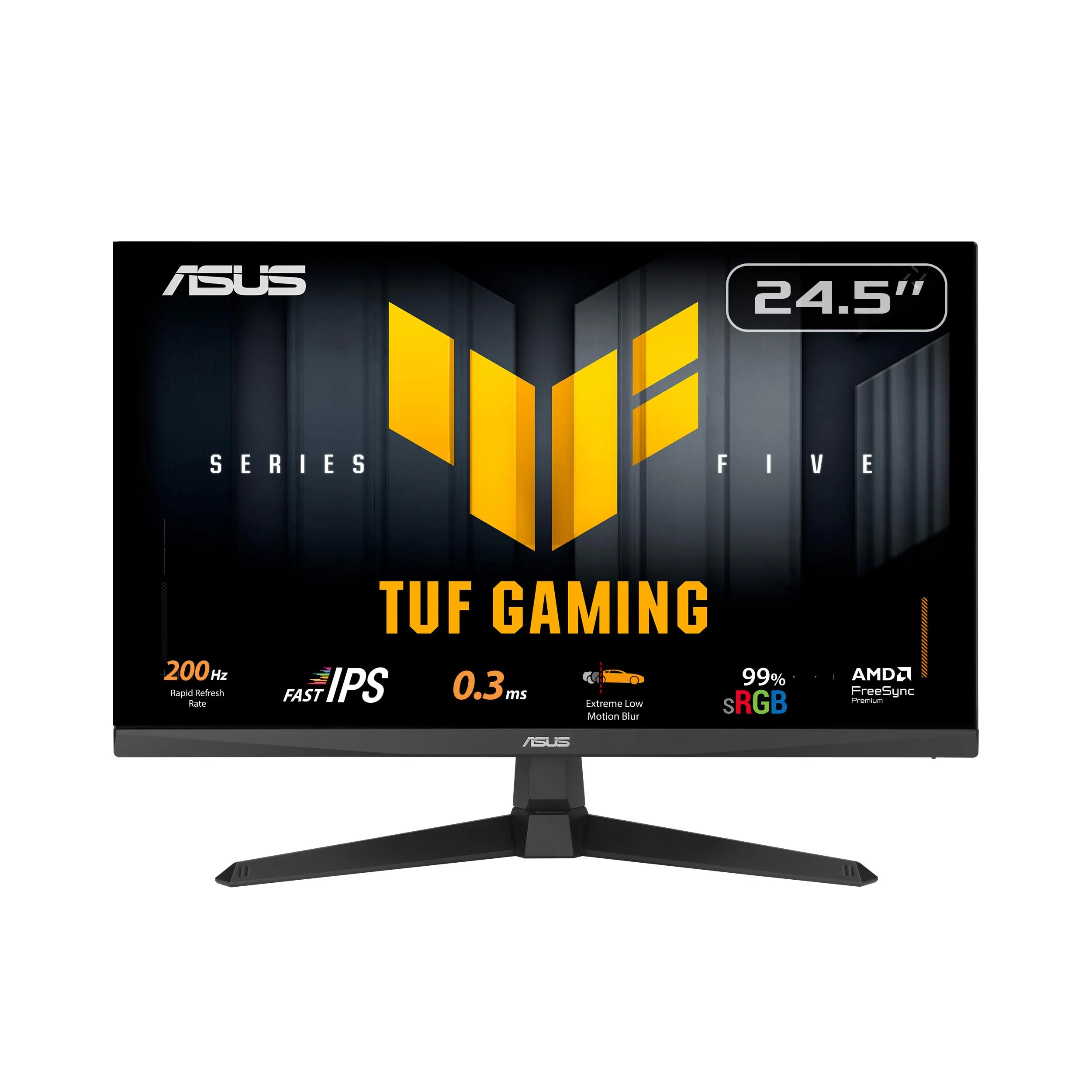 ASUS TUF Gaming VG259Q5A, Monitor Gaming 24,5" Full HD Fast IPS (1920 x 1080), 0,3ms Response Time, 200 Hz, Altoparlante Integrato, ELMB, HDMI, DisplayPort e Jack Audio, Display Widget Center, Nero