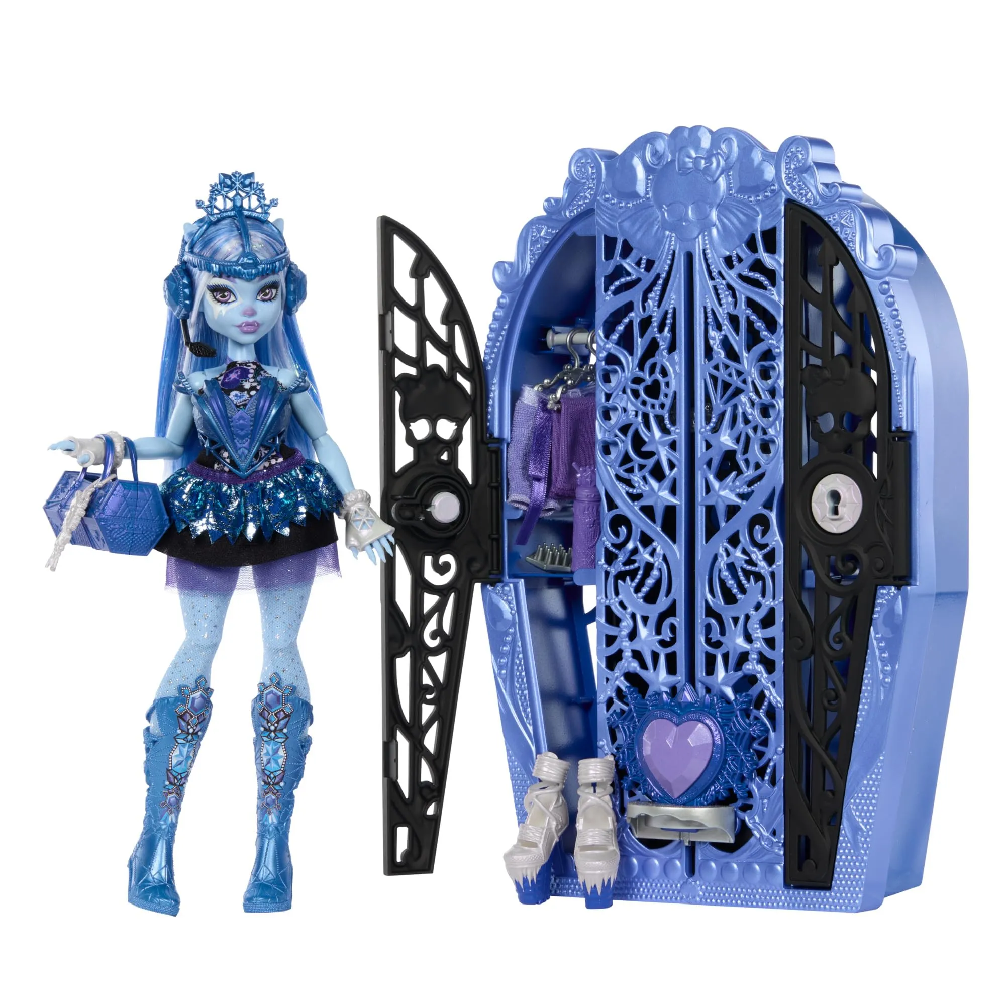 Monster High Segreti da Brivido - Abbey Bominable Misteri Mostruosi, set con bambola e guardaroba, 19 accessori e capi d'abbigliamento a sorpresa inclusi, giocattolo per bambini, 4+ anni, HXH87