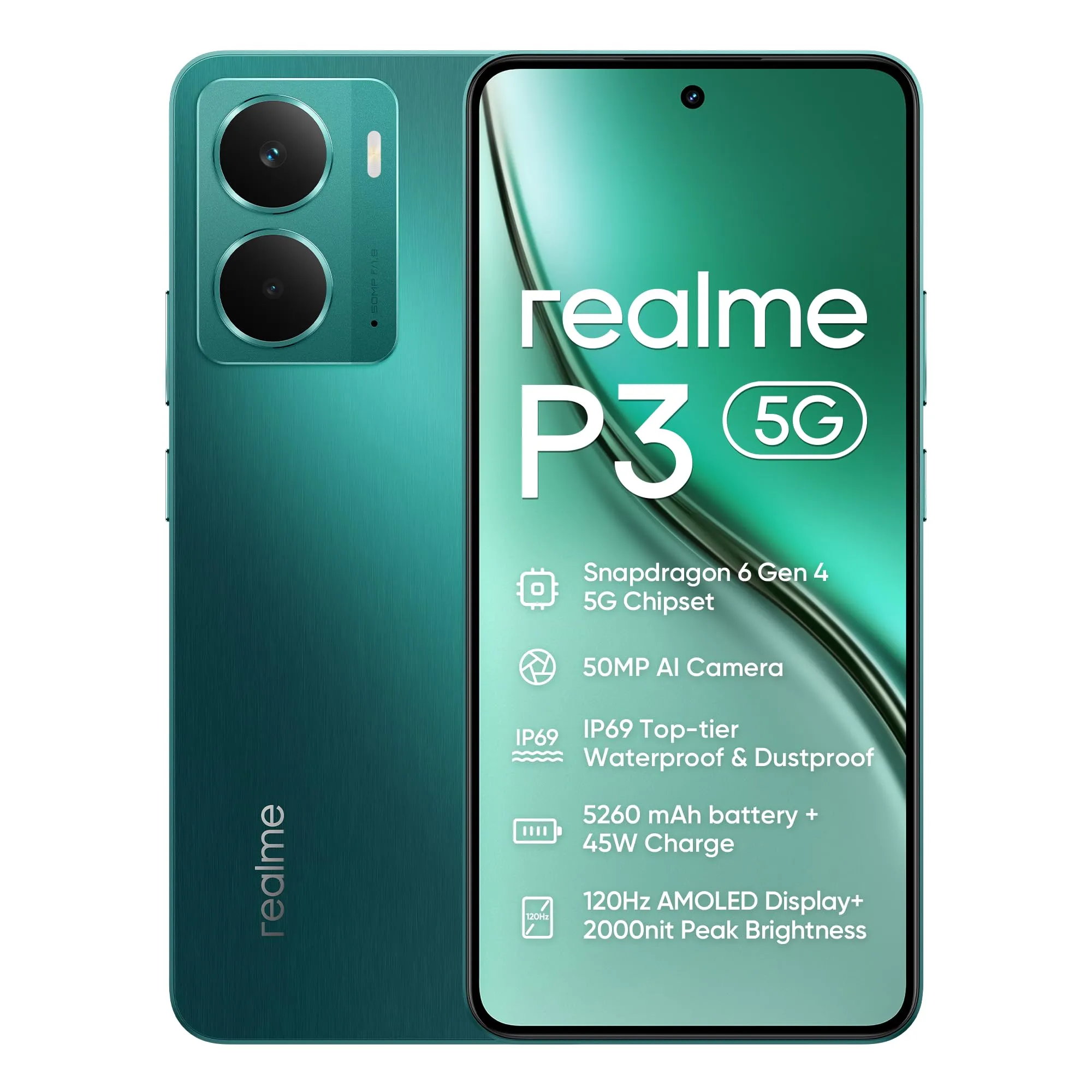 realme P3 5G 512GB 12GB Starlight Green Europe+NFC RMX5079 EU AMZ