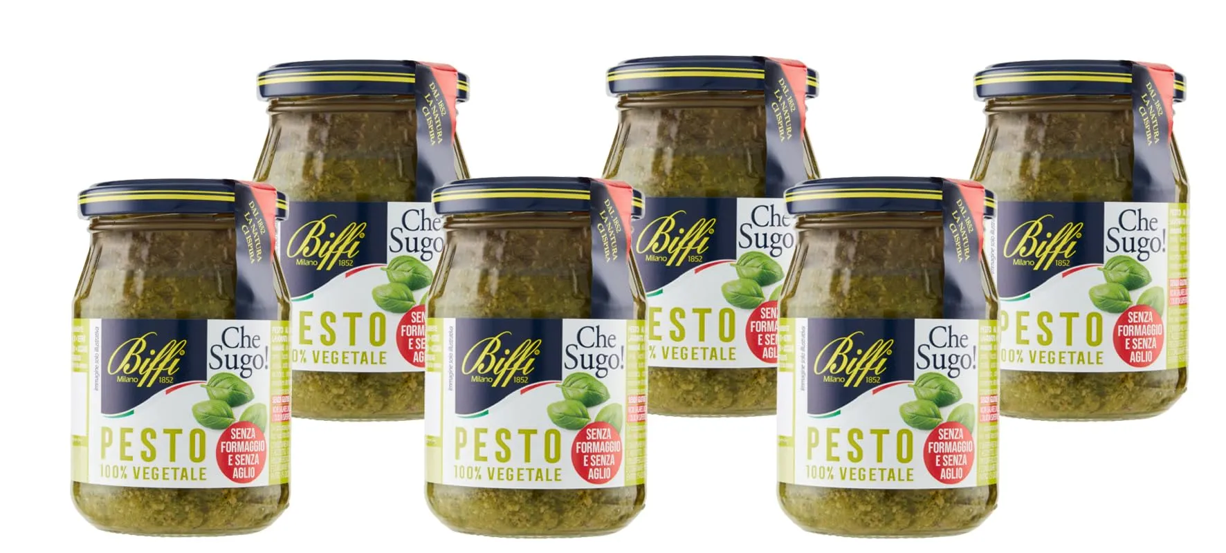 Biffi - Pesto 100% Vegetale - Multipack - 6 vasetti da 190g