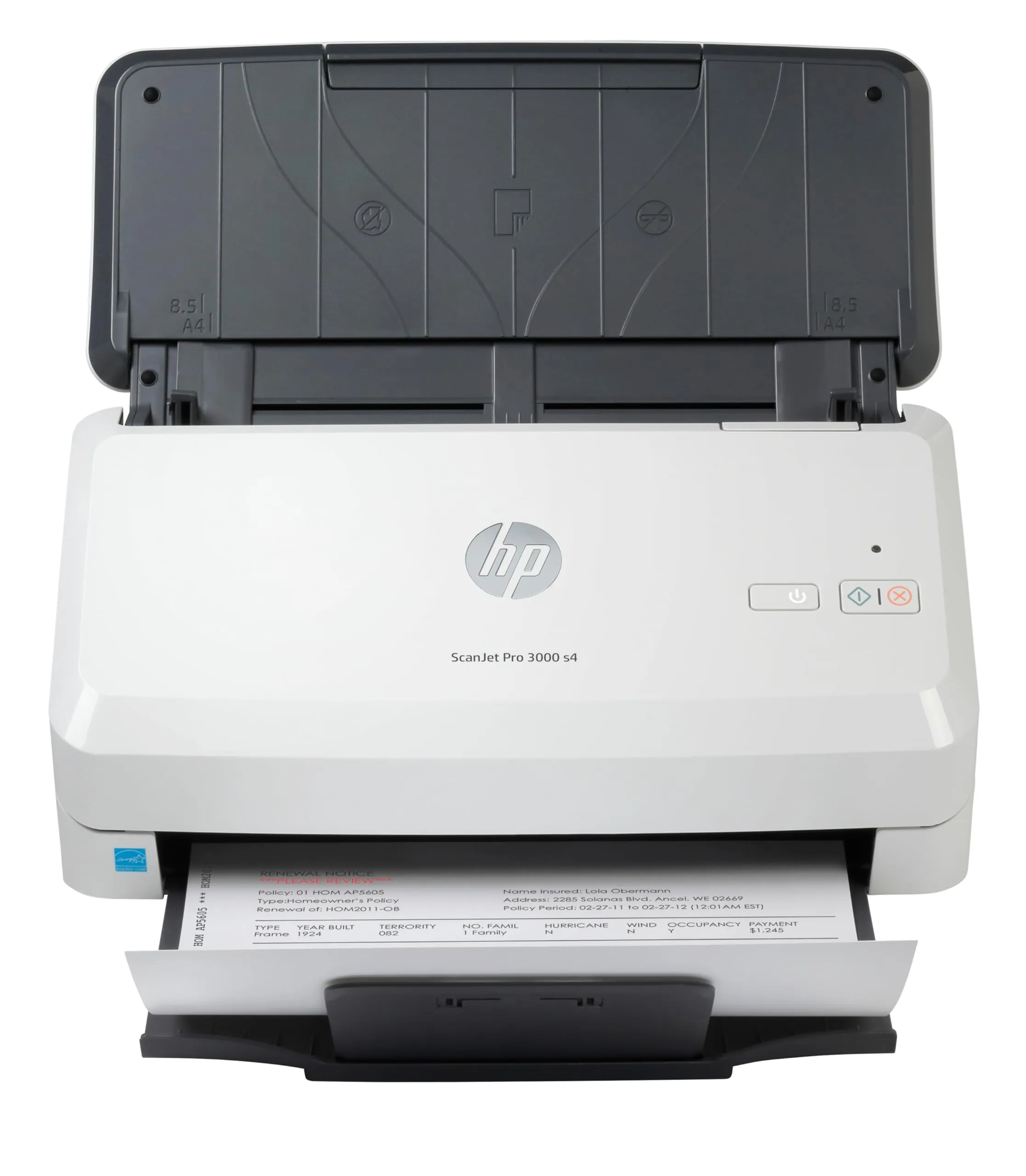HP ScanJet Pro 3000 s4 6FW07A, Scansione fronte e retro in un solo passaggio, 40 ppm e 80 ipm, Professionale per Documenti e Immagini, Compatto, piccolo e sottile, Scan, Bianco