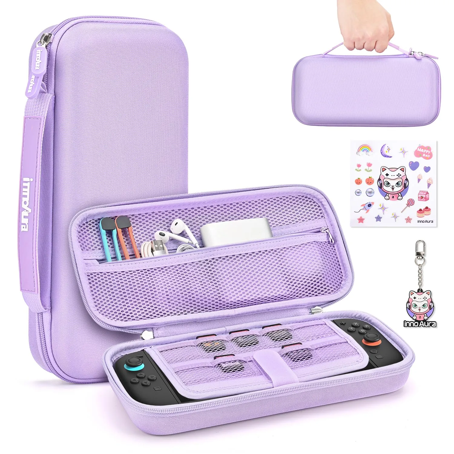 innoAura Custodia Switch 2 per console NS Switch 2 (2025), Set portatile di accessori per Switch 2 con 9 Slot per Schede di Gioco, Custodia rigida per Switch 2 per viaggio e conservarlo (Viola)
