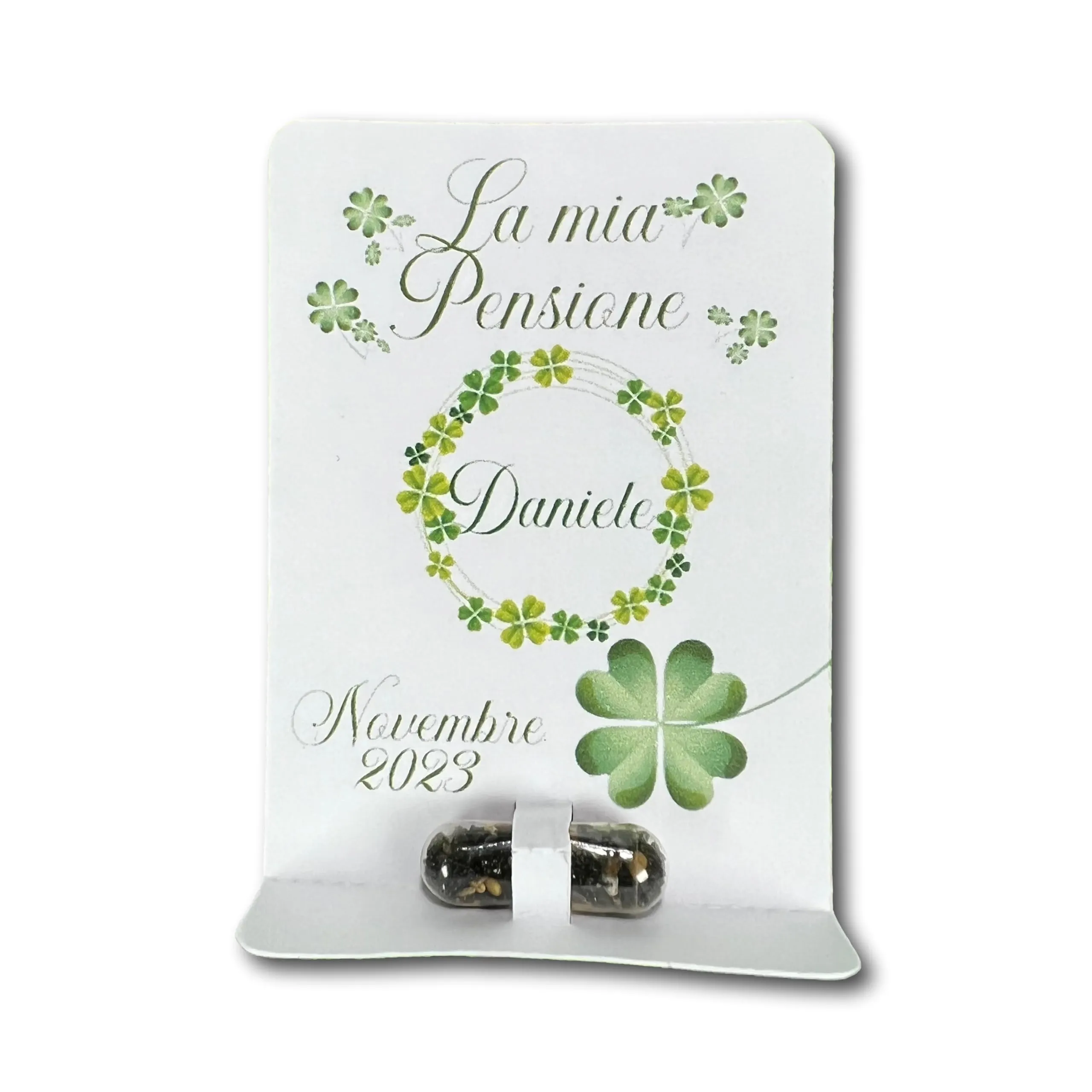 Set da 9 capsule con semi con cartoncino personalizzato pensionamento festa per la pensione ritiro dal lavoro regalo fine festa ecologico bomboniera segnaposto