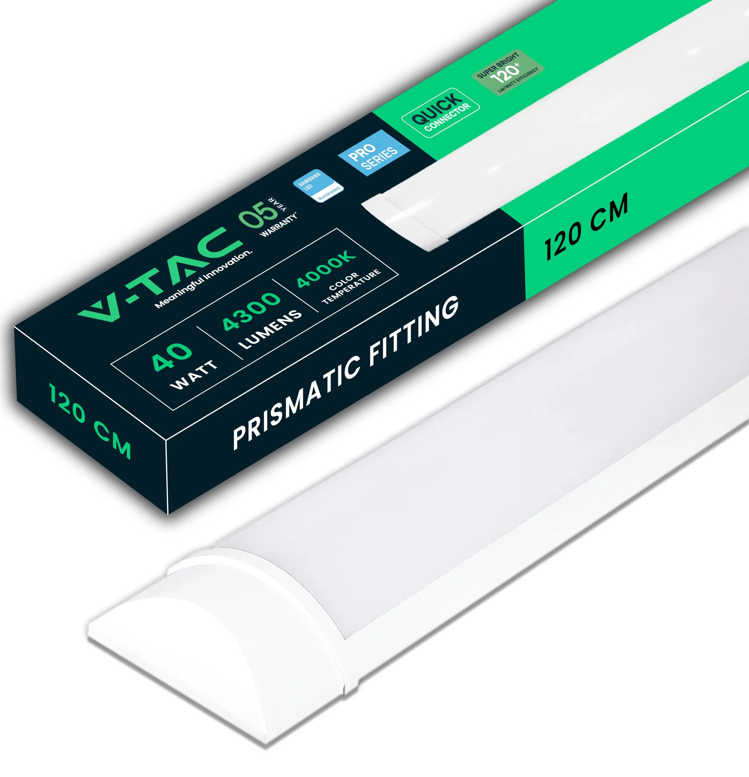 V-TAC Plafoniera LED Lineare da Soffitto 120 CM - 40W - con Chip Samsung - Lampada Rettangolare 4300 Lumen IP20 per Parete, Garage, Negozio - Tubo LED - Luce 4000K Bianca Naturale
