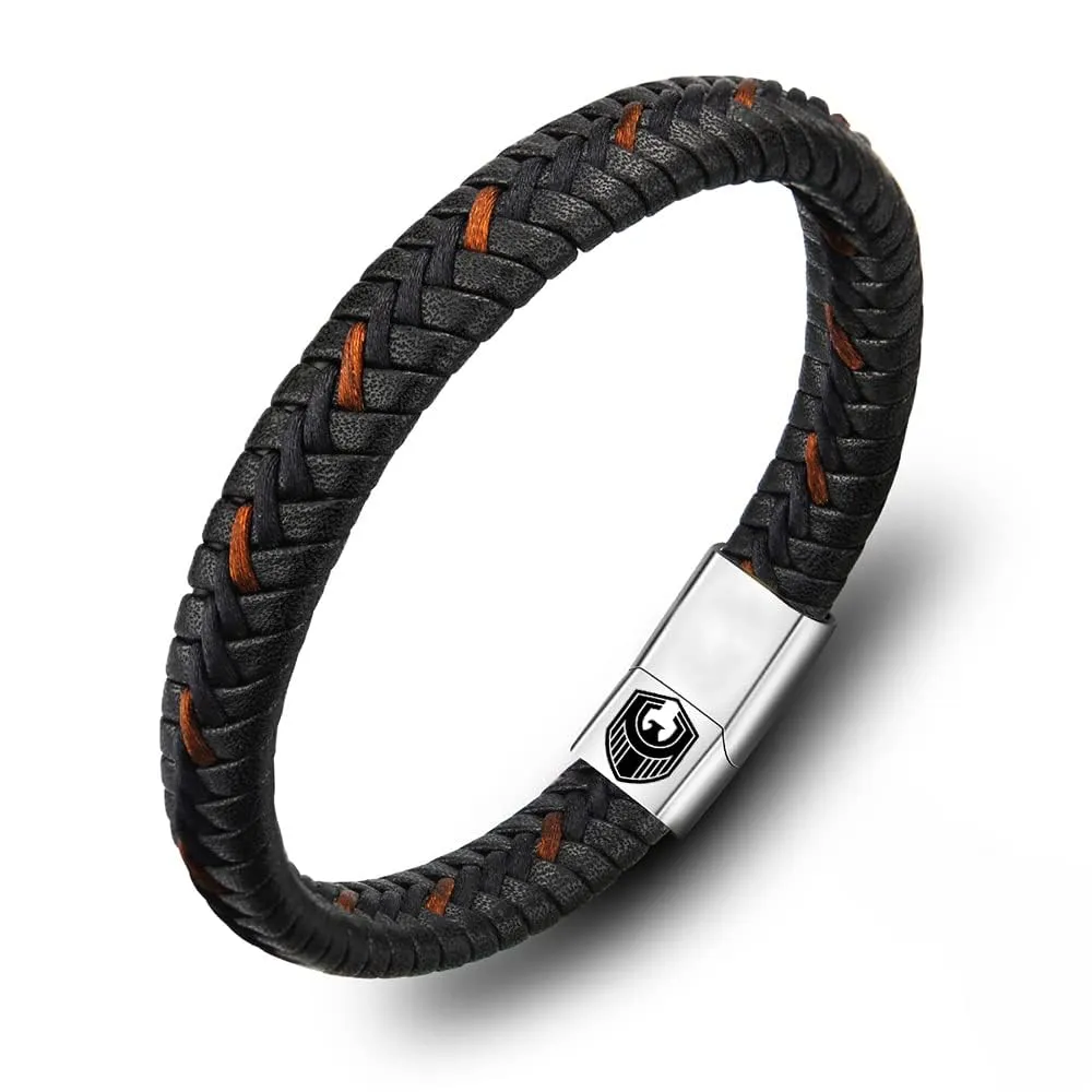 Braccialetto in Pelle Fatto a Mano Braccialetto Uomini Uomini in Pelle Con Chiusura Magnetica in Acciaio Inossidabile Braccialetto Intrecciato Per Gli Uomini E Idea Regali
