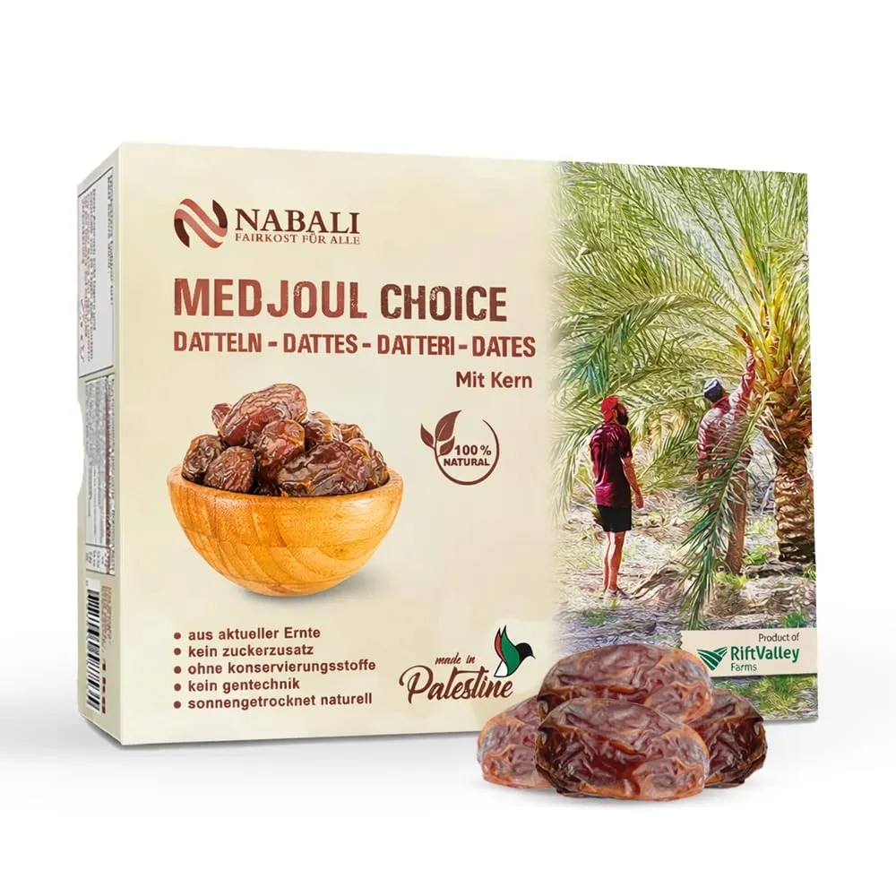 NABALI FAIRKOST Datteri Khudri | Prodotti di qualità - 100% naturali aromatici freschi orientali delicati e vegani | Datteri Khudri mielati e caramellati | Origine: Qassim (1kg)