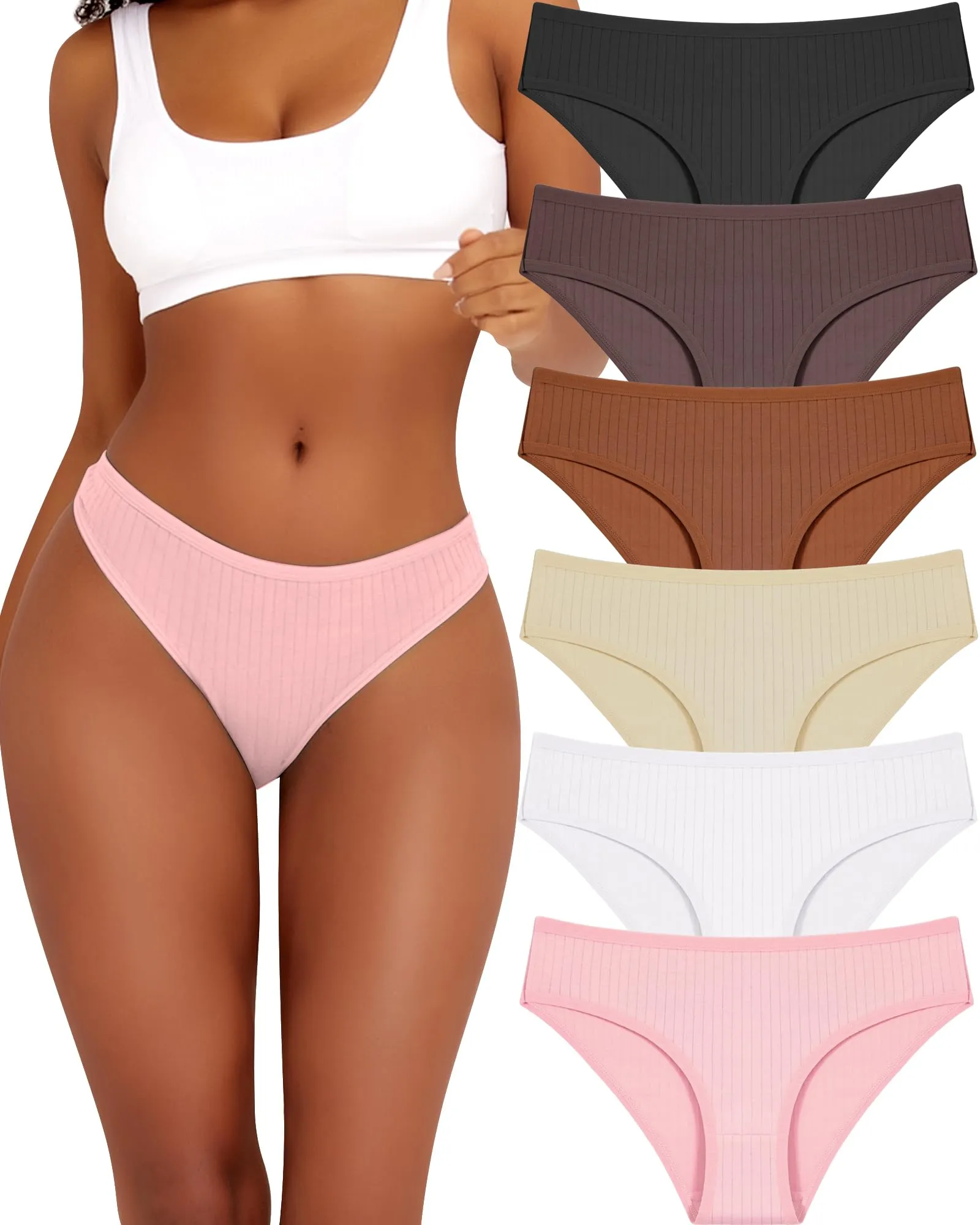 BeReady Confezione da 6 Mutande da Donna in Cotone Elasticizzato Slips Cotone Hipster comode Biancheria Intima Cotone Intimo Traspirante Slip da Donna Confezione Multipla S-XL,A-6er，M