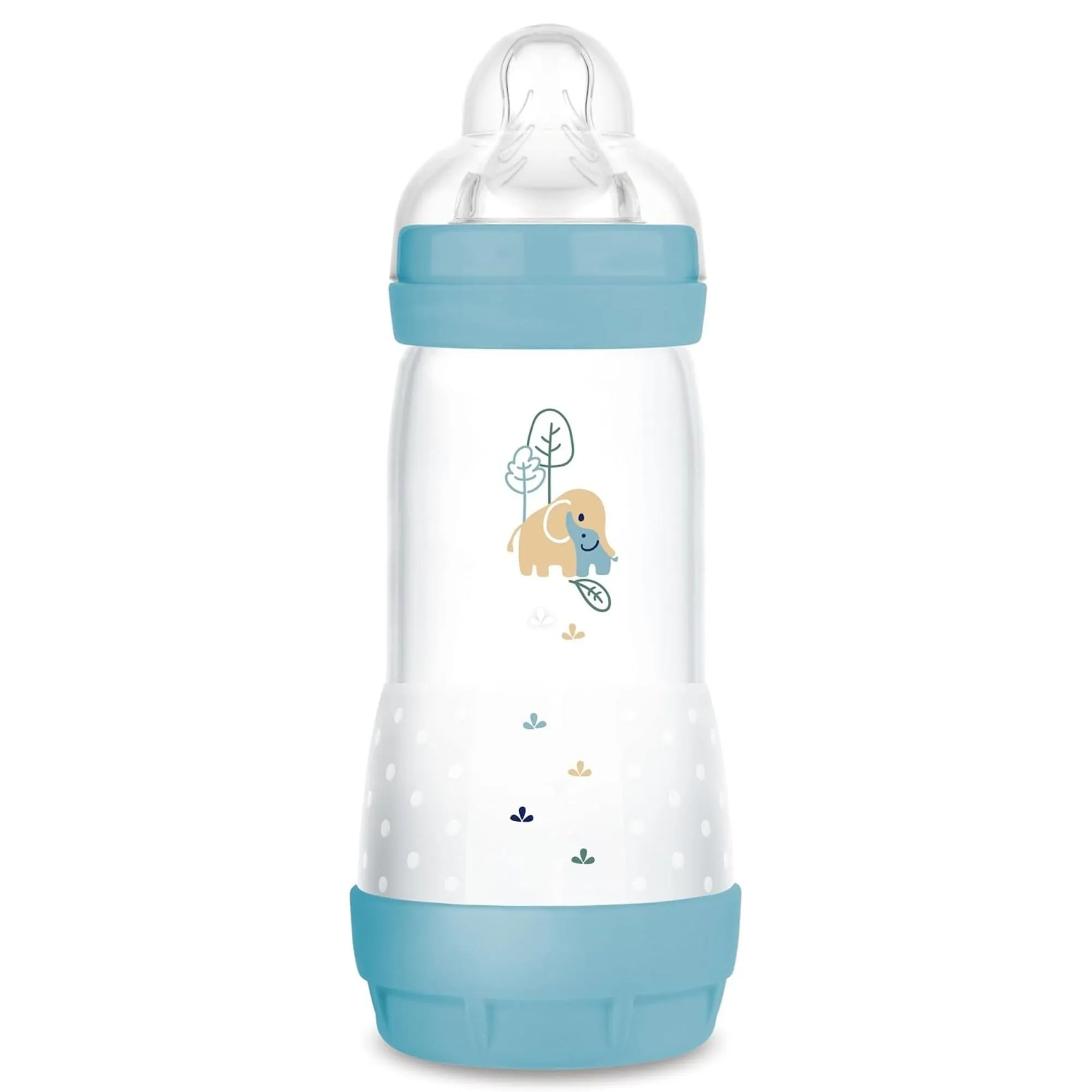 MAM Biberon Easy Start Anticoliche per Bambini di 4+ Mesi, 320 ml con Tettarella Flusso 3 per 4+ mesi in Silicone SkinSoft, Bio-circolare, Azzurro
