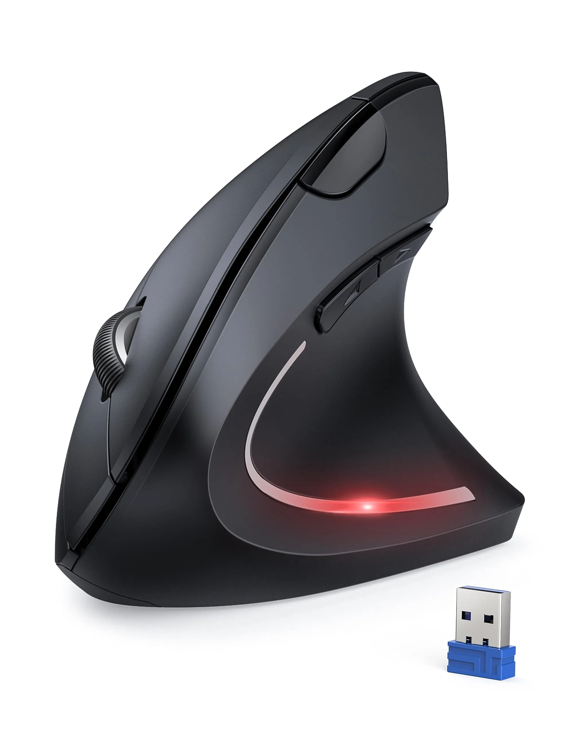 TECKNET Mouse Verticale, 4800 DPI Mouse Wireless Ergonomico, Protegge Il Braccio, Mouse Senza Fili 6 Pulsanti per PC, Computer Portatile, Mac, Nero