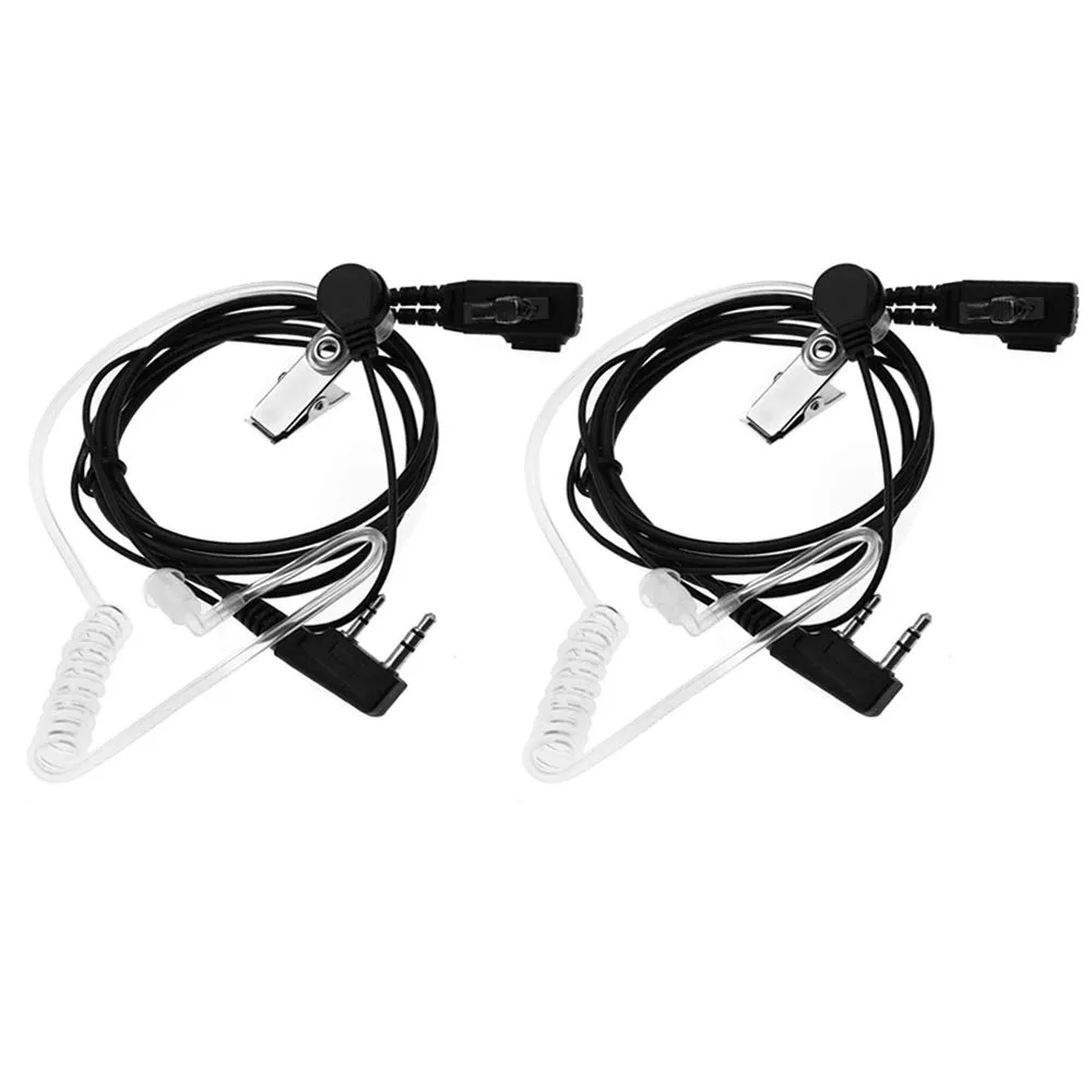 BaoFeng - Auricolare a 2 pin con microfono PTT per radio a 2 vie Kenwood Puxing Baofeng UV-5R UV-5RA 888S (confezione da 2)