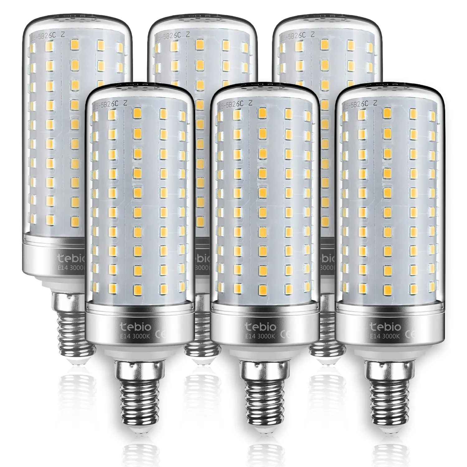Tebio LED Argento Mais lampadine E27 25W Small Edison Screw Equivalente a 200W 2500LM Non Dimmerabile 3000K Bianca Calda Lampadine a candela, 3 pezzi