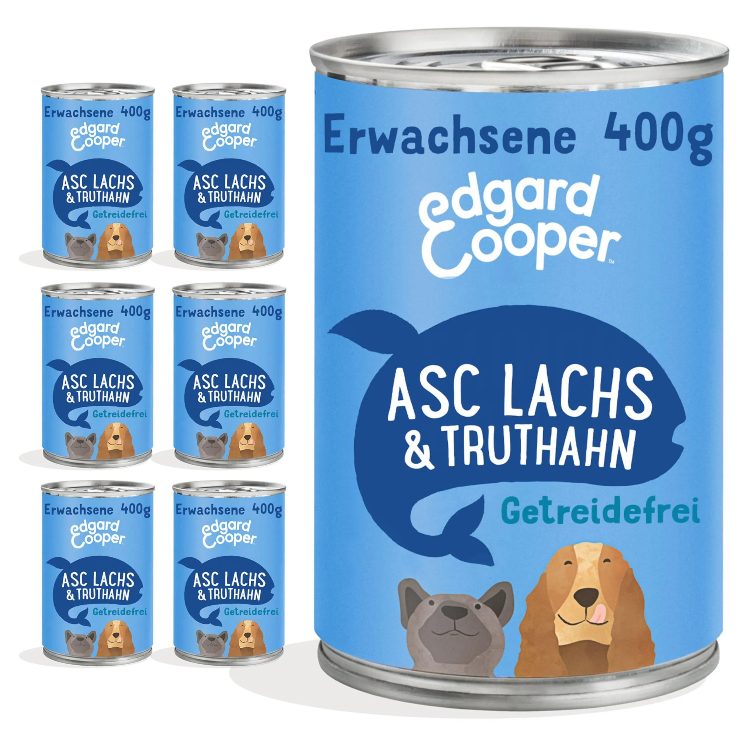 Edgard & Cooper Cibo per cani bagnato adulto senza cereali salmone e tacchino 400g x 6 con molta carne fresca e frattaglie nutrienti, cibo equilibrato di alta qualità, proteine di alta qualità