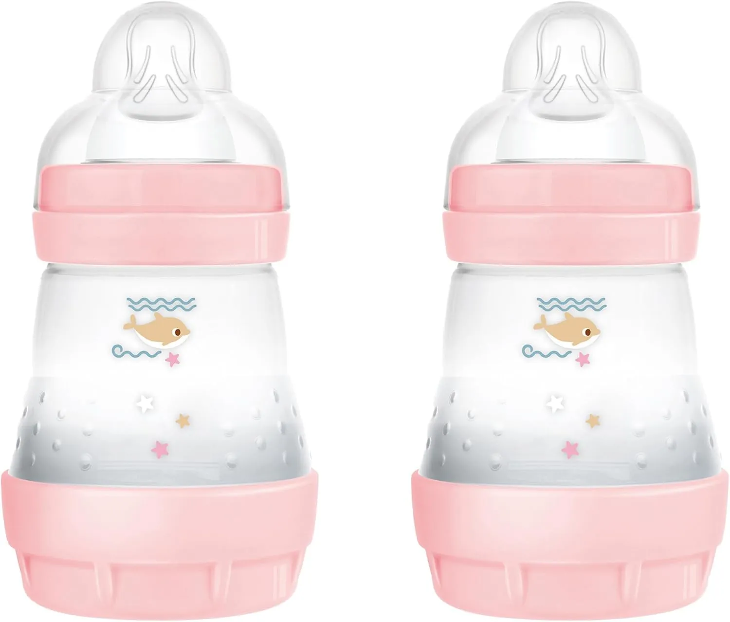 MAM Biberon Easy Start Anticolica, in Set da 2, con Tettarella in Silicone SkinSoftTM, 0+ Mesi, 160 ml, Rosa