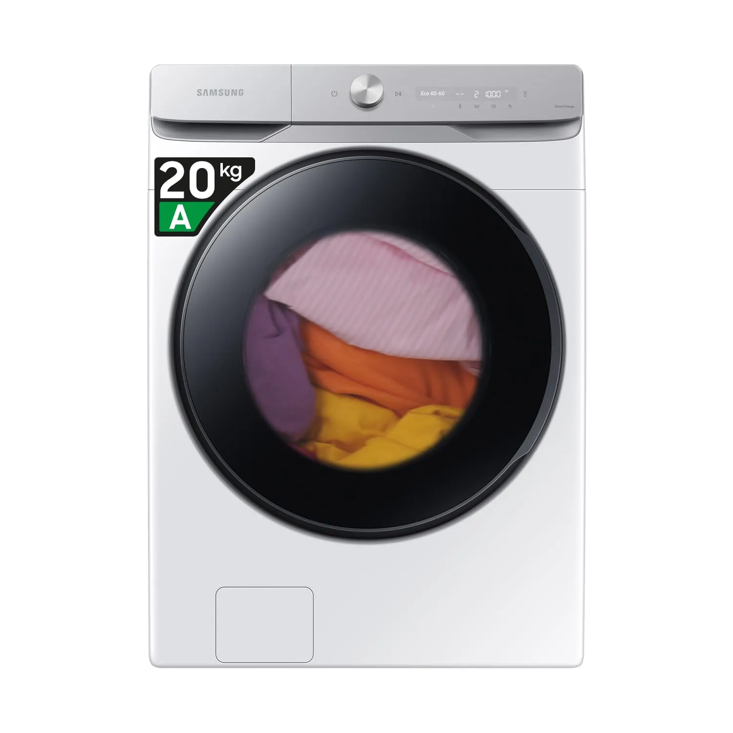 Samsung Lavatrice AI Control WF20DG8650BW/U3 Libera installazione, 20 Kg, Wifi, Ecobubble, AI Wash, Vapore Igienizzante, Carica Frontale, Corpo: Bianco, Oblò: Nero, 68,6l x 98,4h x 87,5p cm
