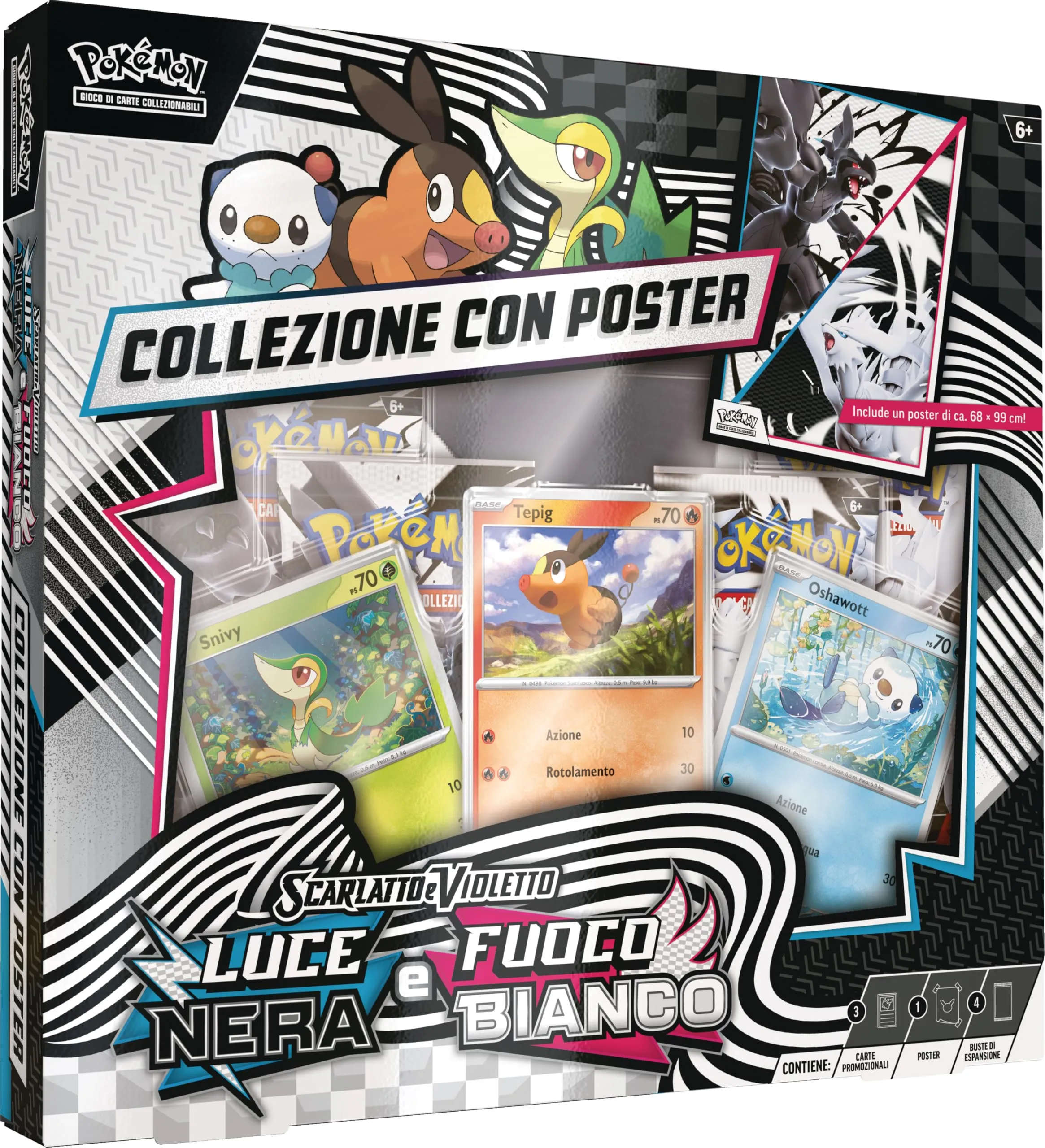 Pokémon: collezione con poster Unima del GCC (tre carte promozionali olografiche e quattro buste di espansione)