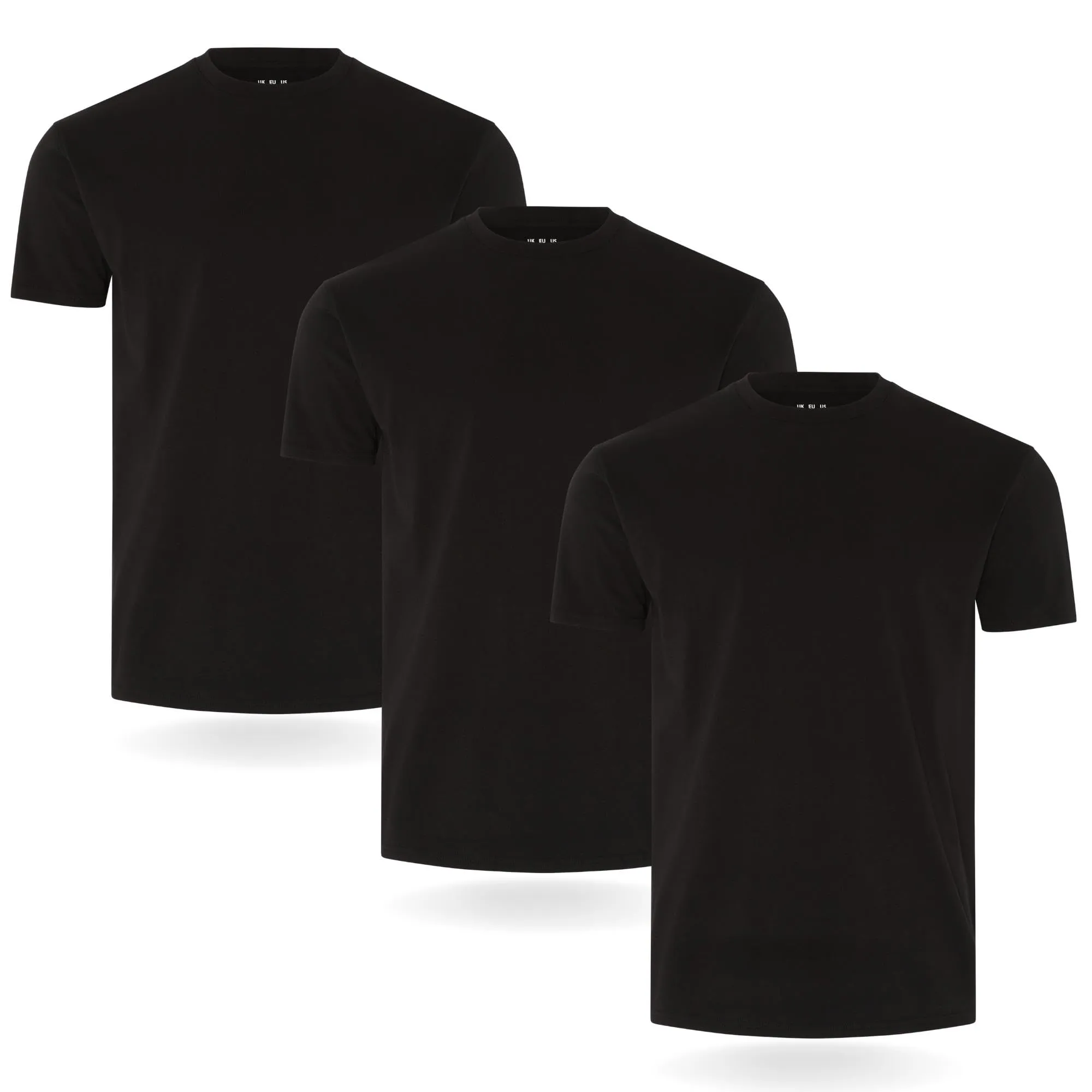 FM London confezione da 3/5 Maglietta da uomo - T-shirt premium con design leggermente aderente - Maglietta super morbida realizzata in cotone 100%, Nero (3 Pezzi), XL