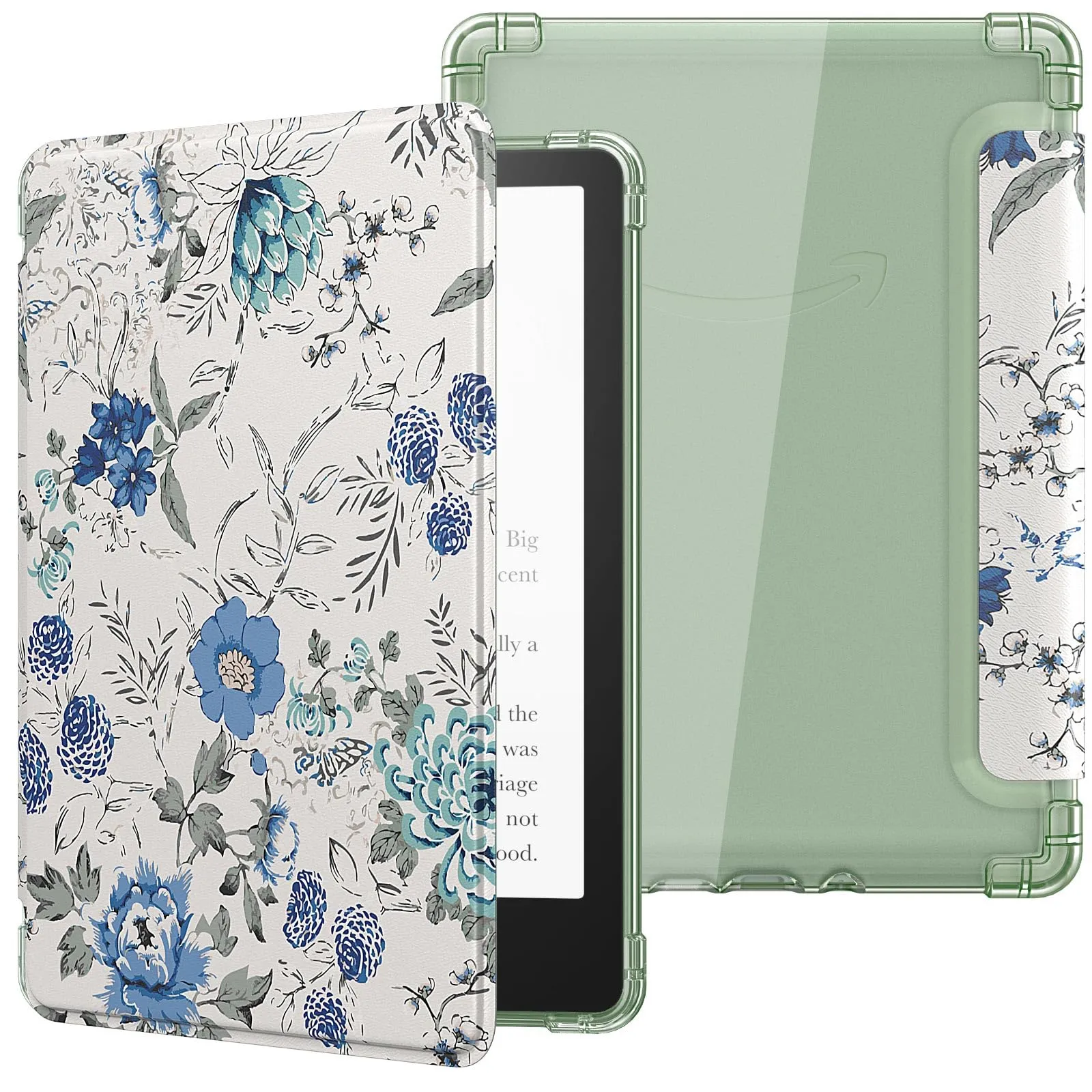 MoKo Custodia Compatibile con 6 Pollici Nuovo Kindle 11a Generazione 2024/2022, Cover Leggera con per eBook Reader in TPU Morbido Auto Sveglia/Sonno per Kindle 2024, Bianco & Blu