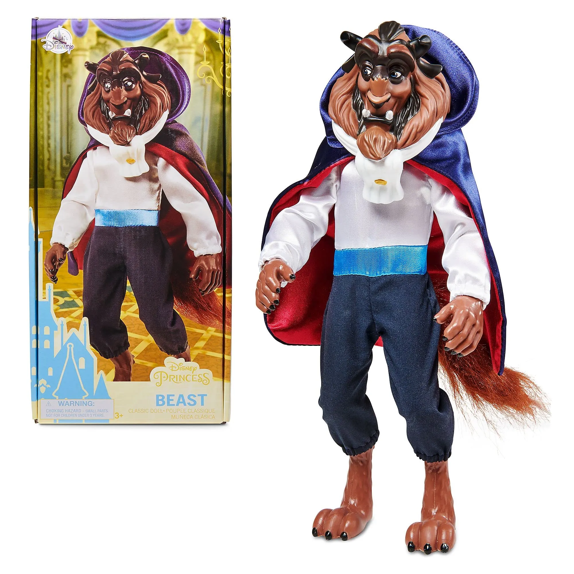 Disney Store Bambola Ufficiale Classica per Bambini La Bestia, La Bella e la Bestia, 32 cm, Completamente posizionabile con Coda soffice, Testa scolpita e criniera - per Bimbi dai 3 Anni in su