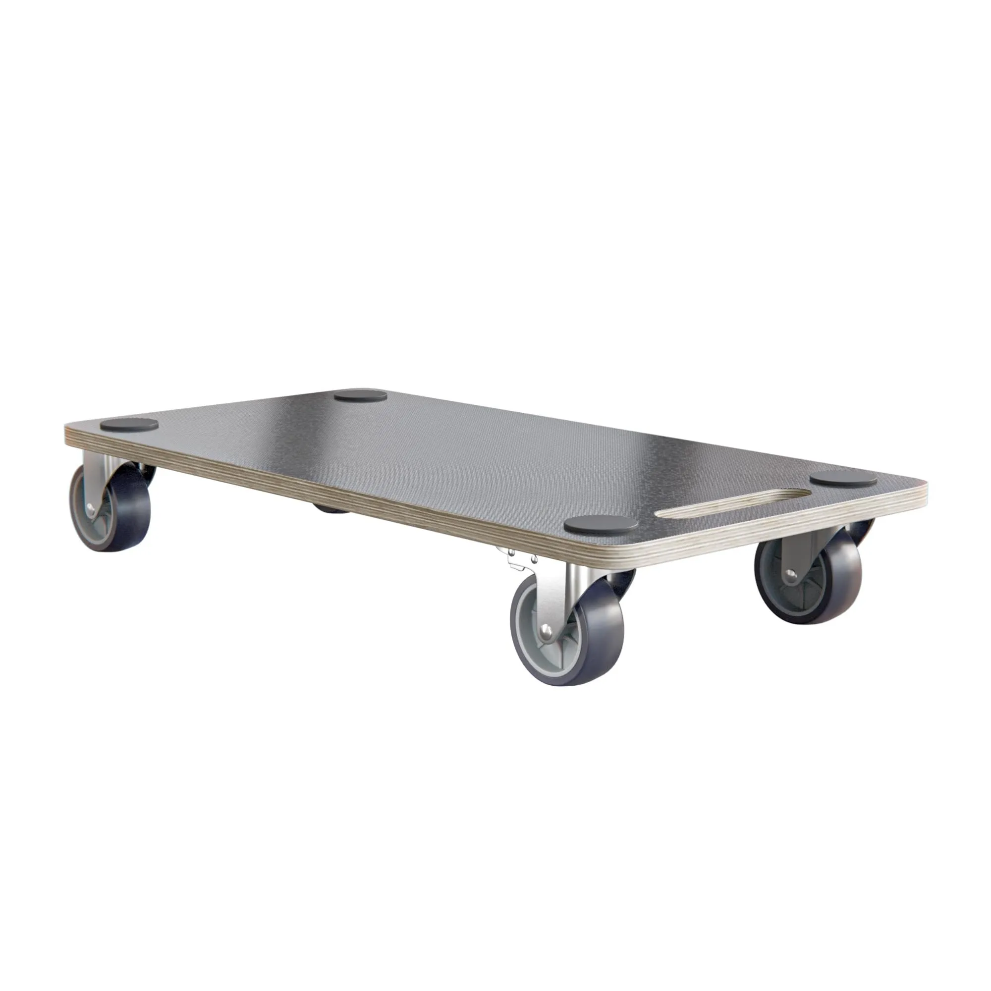 Amig - Piattaforma di Carico con Ruote | Supporto Rotante Rettangolare | 4 tappetini antiscivolo | 58 x 29 cm | Carico Max.: 200 kg | 4 Ruote: 2 con Freno | MDF | Certificato FSC | Nero