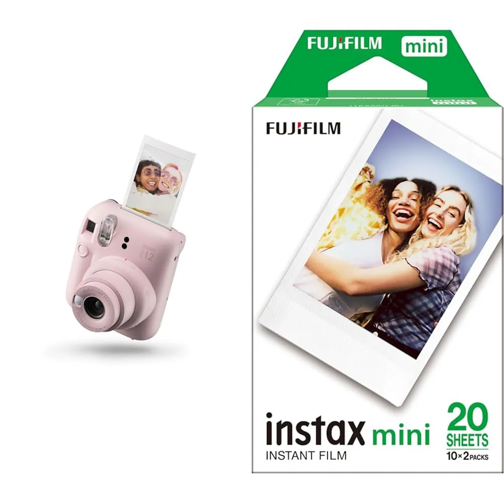 Fujifilm instax mini 12 Blossom Pink - Macchina Fotografica Istantanea + Confezione da 20 Pellicole Istantanee instax mini, Dimensioni Stampa 86 mm x 54 mm