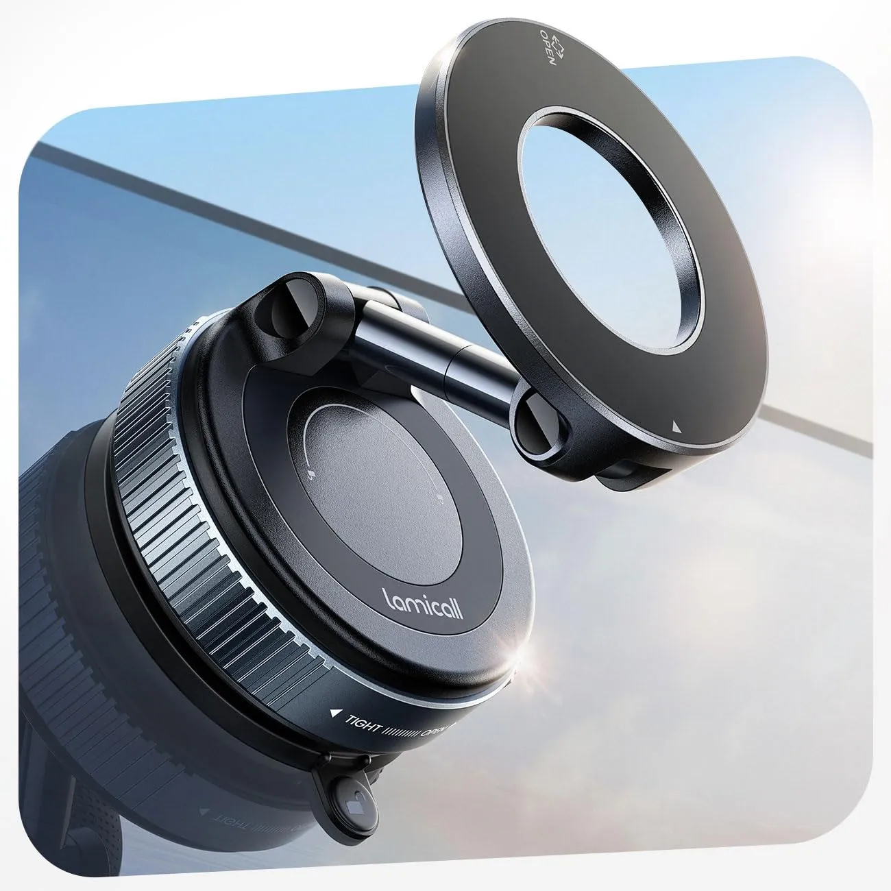 Lamicall Supporto Telefono Auto per MagSafe - [Ventosa Sottovuoto & 24X N55] 360° Rotazione, Portacellulare Auto per Cruscotto/Parabrezza, Supporto Magnetico per iPhone 17 16 15 14, Altri Smartphone