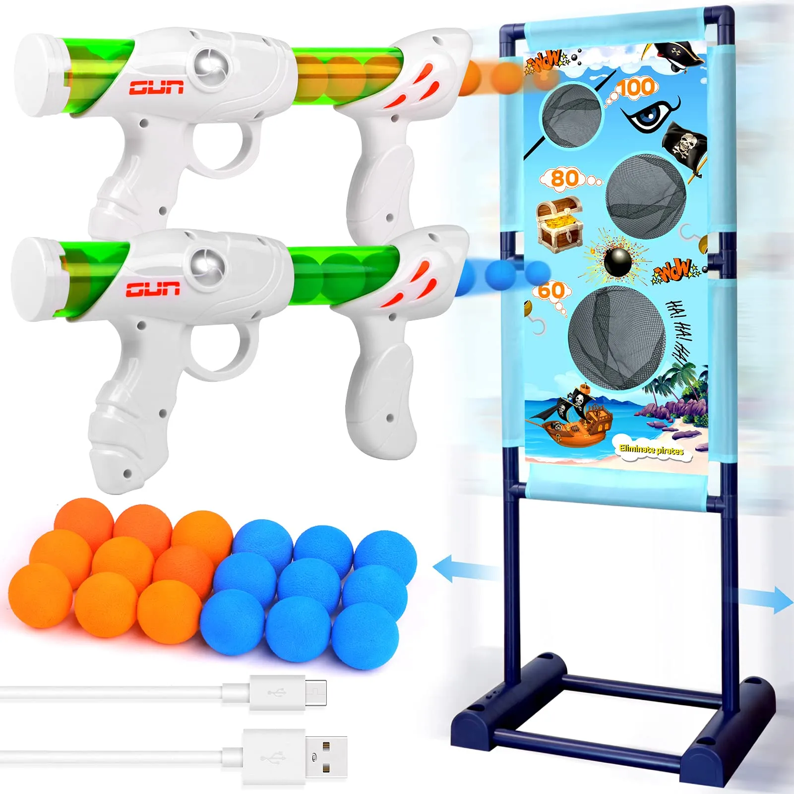 DX DA XIN Giochi di Tiro al Bersaglio per Bambini Include 2 Pistole Giocattolo 18 Proiettili di Schiuma per Ragazzi Compleanno Regalo di Natale Giocattoli per Bambini 4 5 6 7 8 9 Anni