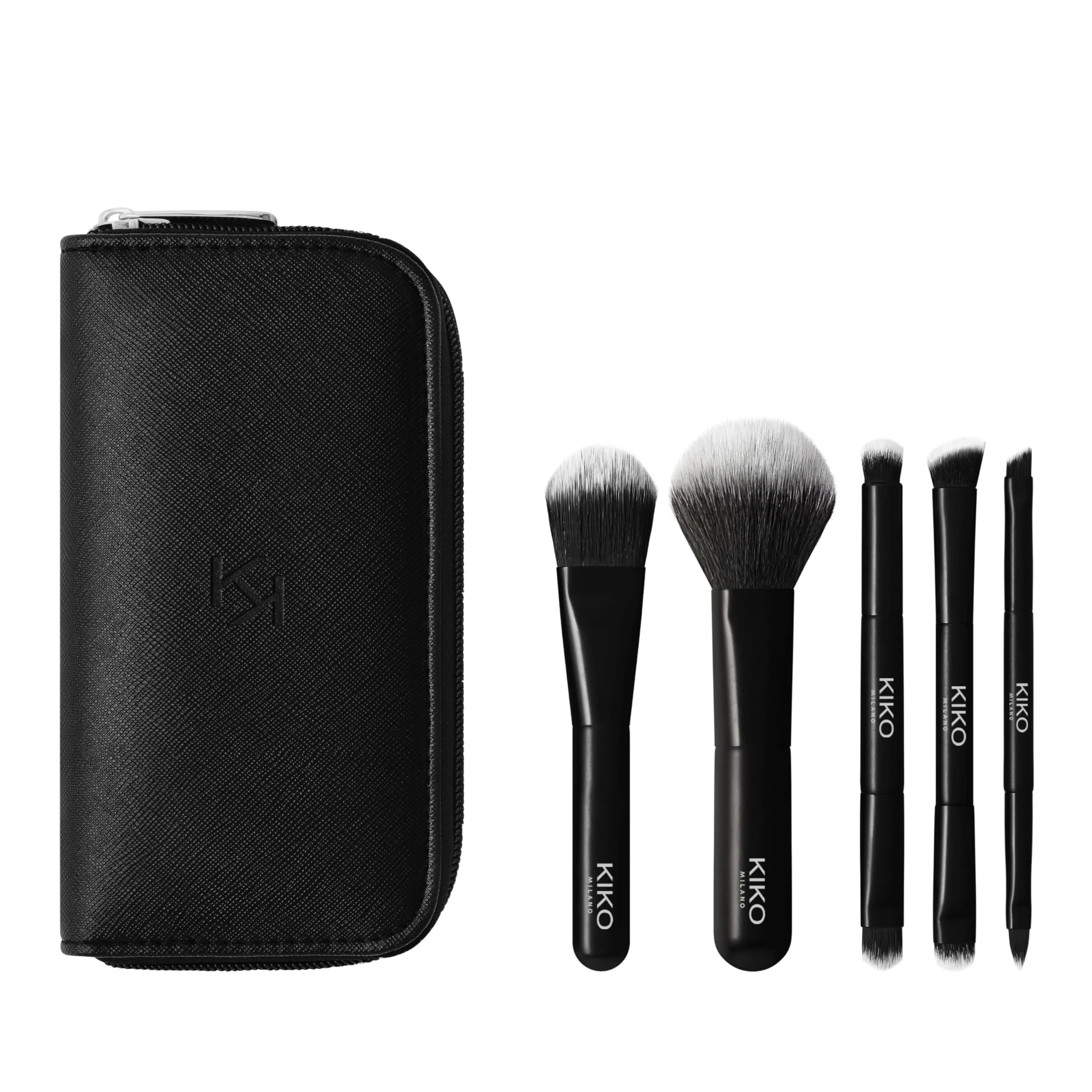 KIKO Milano Travel Brush Set, Pochette Da Viaggio Con 5 Pennelli Professionali