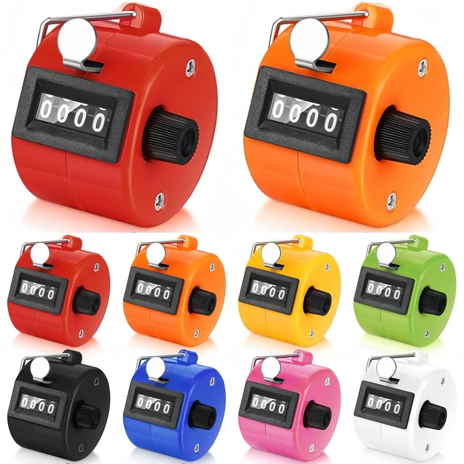 LATERN 8 Pezzi Contatore di Conteggio Manuale, Contatore di Clic Numerico a 4 Cifre Contatore Meccanico a Palmo Portatile per Allenatore Maglia Persone Lapping Pesca Golf Sport Stadio (8 Colori)
