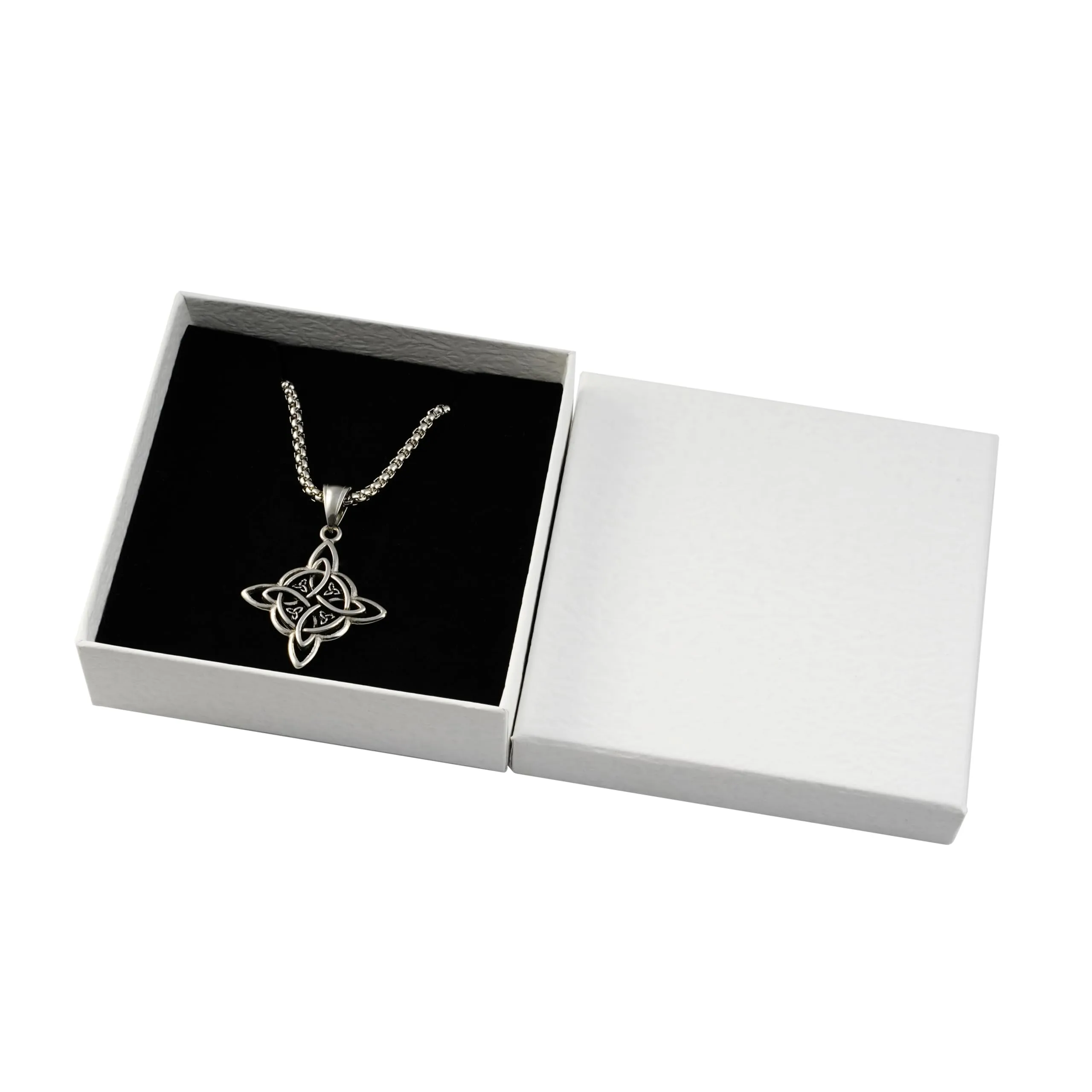 Collana con nodo della strega in argento, collana con ciondolo in stile retrò con catena in argento lunga 55 cm, collana ciondolo per uomo e donna, gioiello in acciaio inossidabile, amuleto