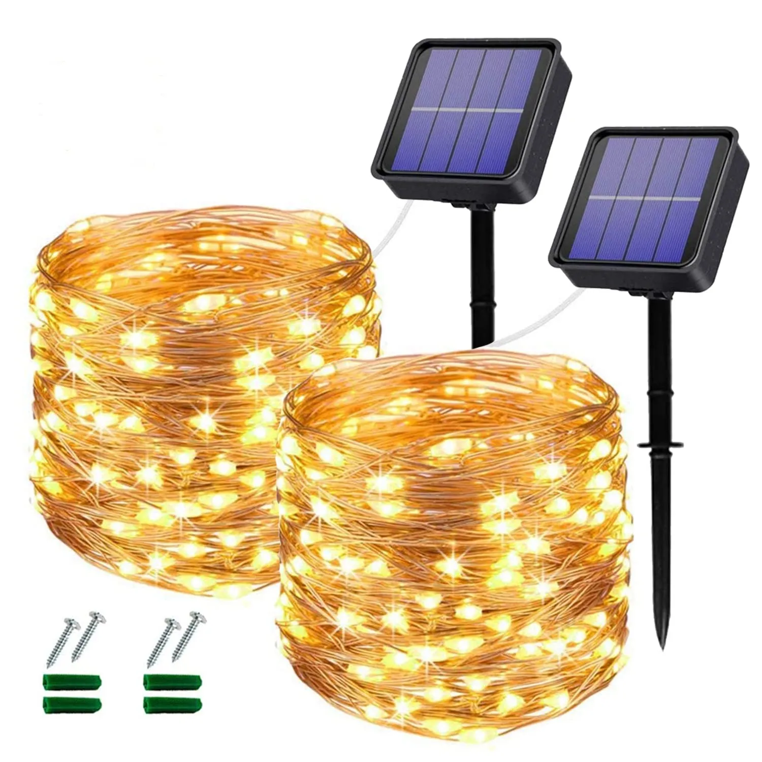 Oreunik Catena Luminosa Esterno Solare, [2 Pezzi] 240 24M LED luci solari esterno giardino 8 Modalità Lucine da Esterno Decorative Per Patio, Cancello, Cortile, Matrimonio, Festa, Giardino