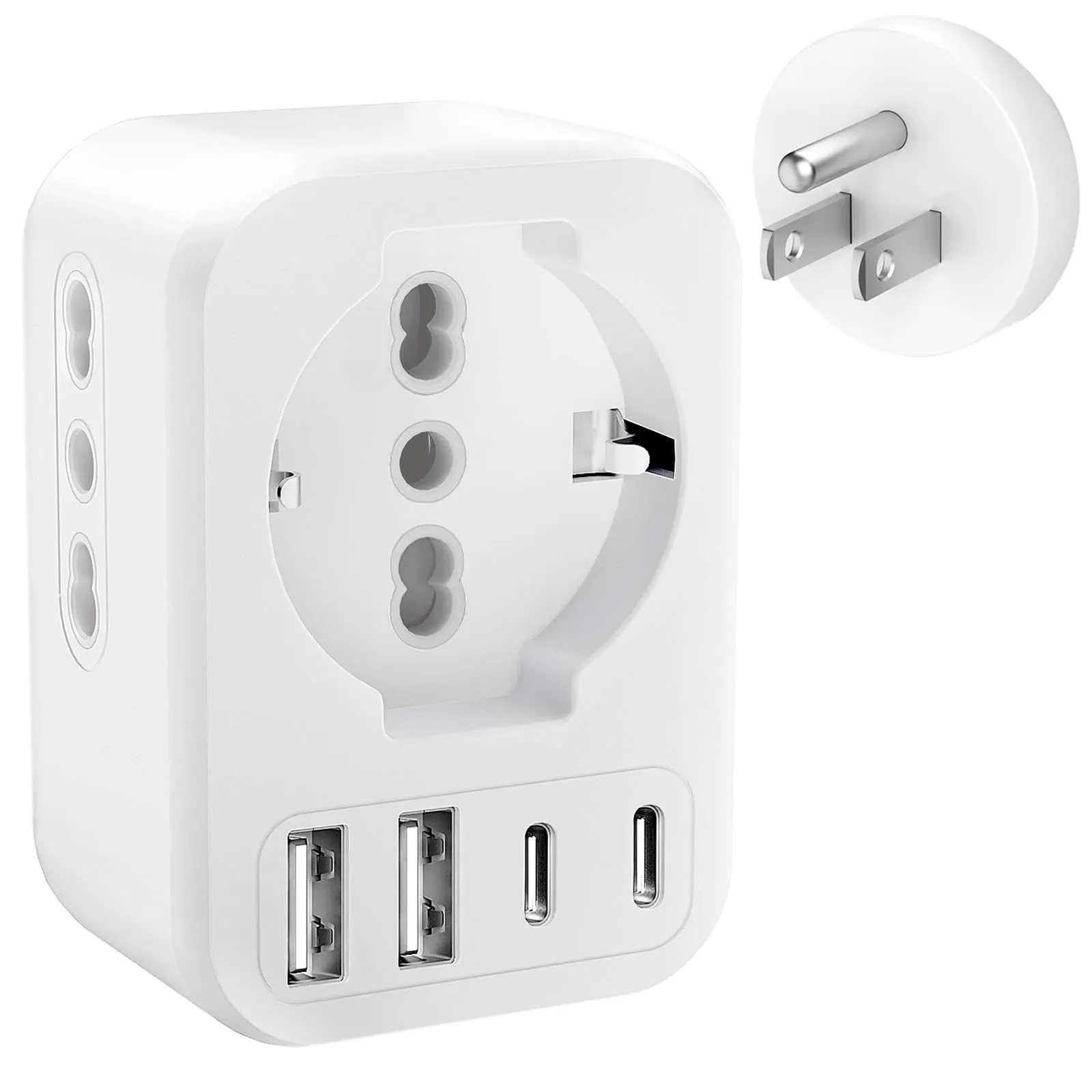 Clomnpe Adattatore USA Italia con 2 Prese IT e 1 Presa Schuko, 7 in 1 Adattatore Presa Americana, Adattatori da Viaggio USA, Adattatore USA Europa/Italia per Stati Uniti, Canada, Messico, Spina Tipo B