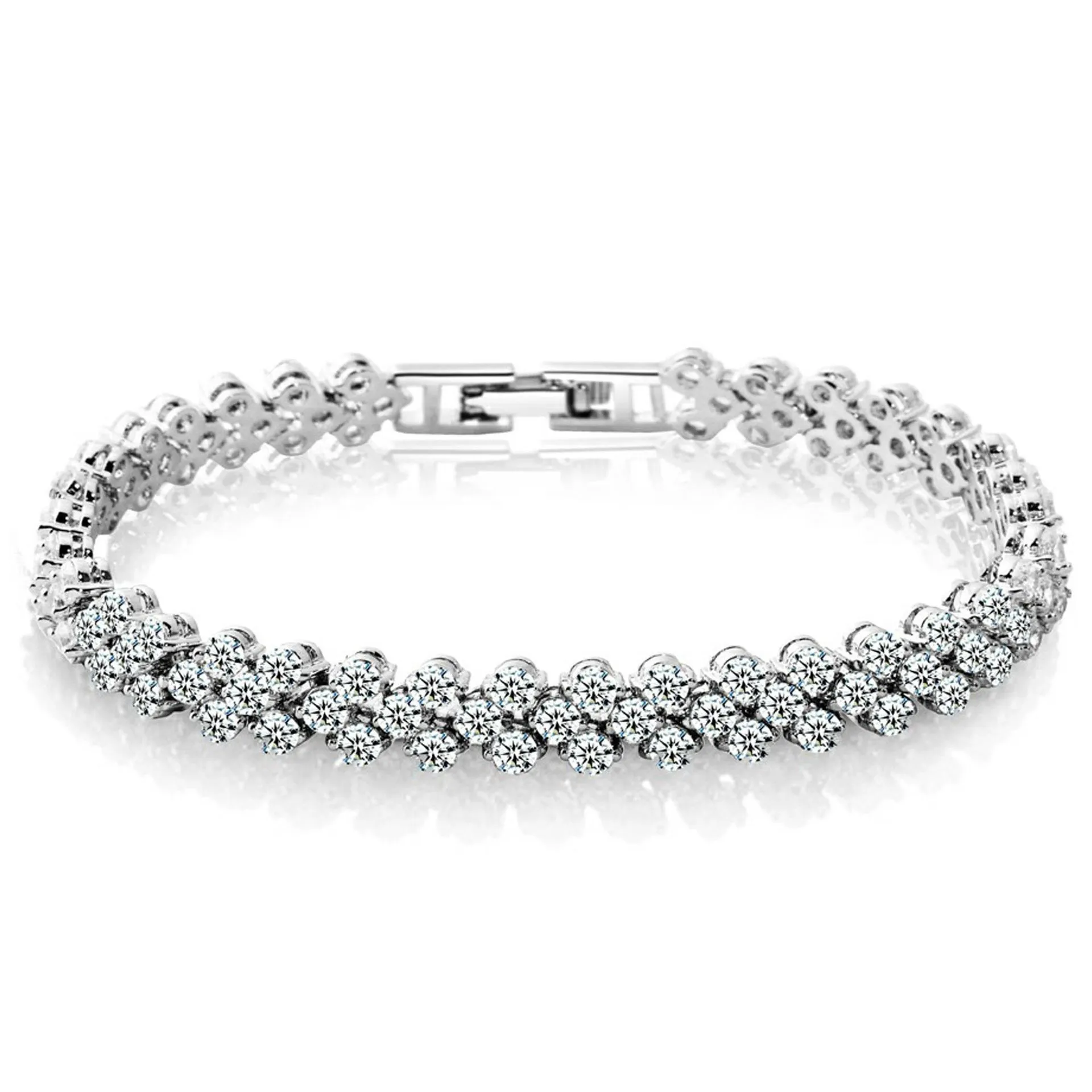 Epoch World Bracciale Tennis in Argento sterling con cristallo zirconia chiaro braccialetto donna eleganza moderna - Confezione Regalo