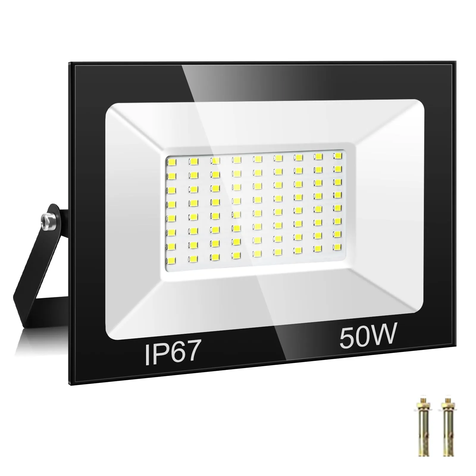Faretto LED da Esterno 50W, 72 Perle Faro LED da Esterno 5000LM 7000K Super Luminoso Bianco Freddo Luce di Sicurezza , IP67 Impermeabile Faretti LED per Giardino, Cortile, Terrazza, Patio, Garage