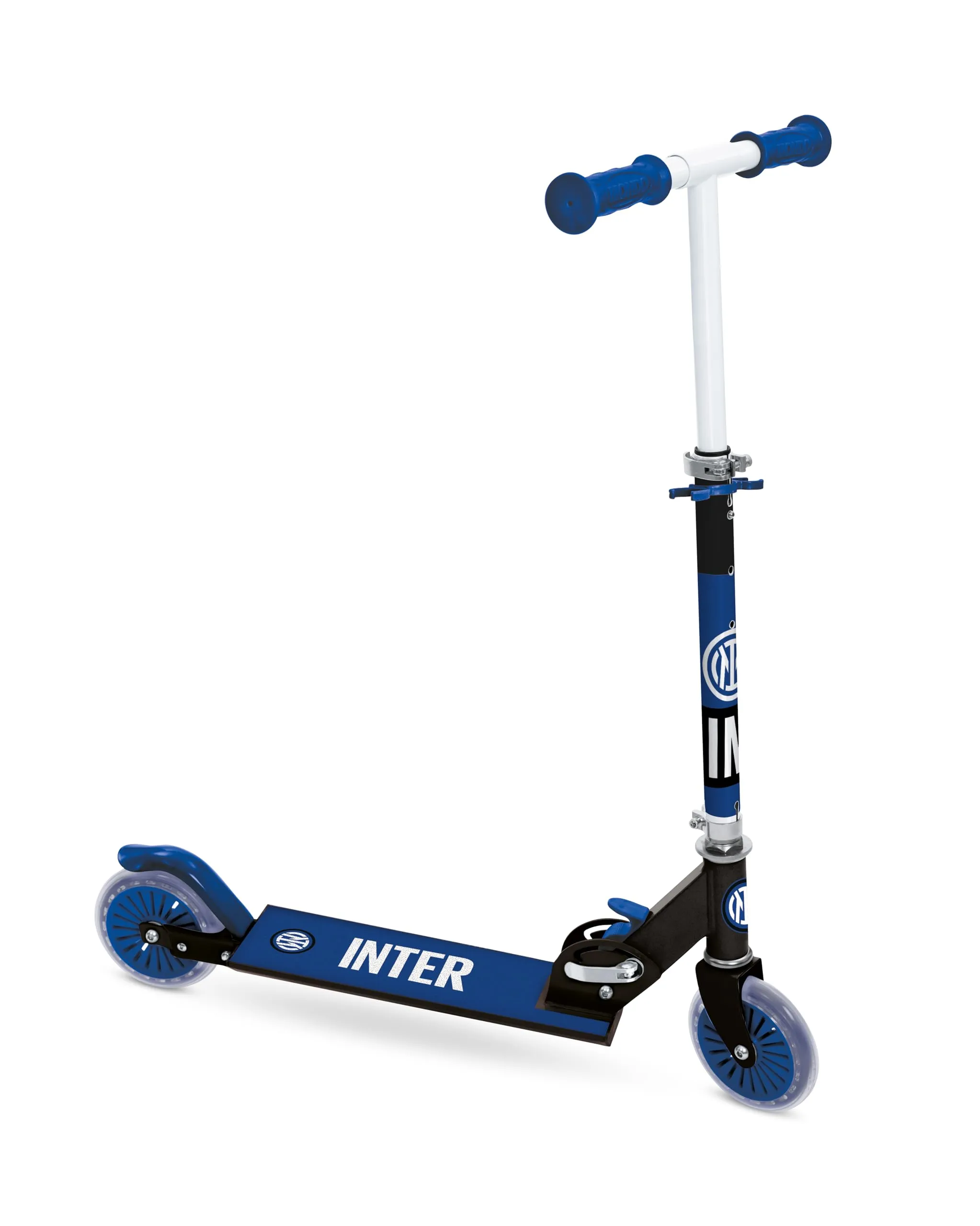 Mondo Toys - INTER ALU SCOOTER Monopattino 2 ruote pieghevole in alluminio con pedana extra grip e manubrio regolabile per bambini - 28762